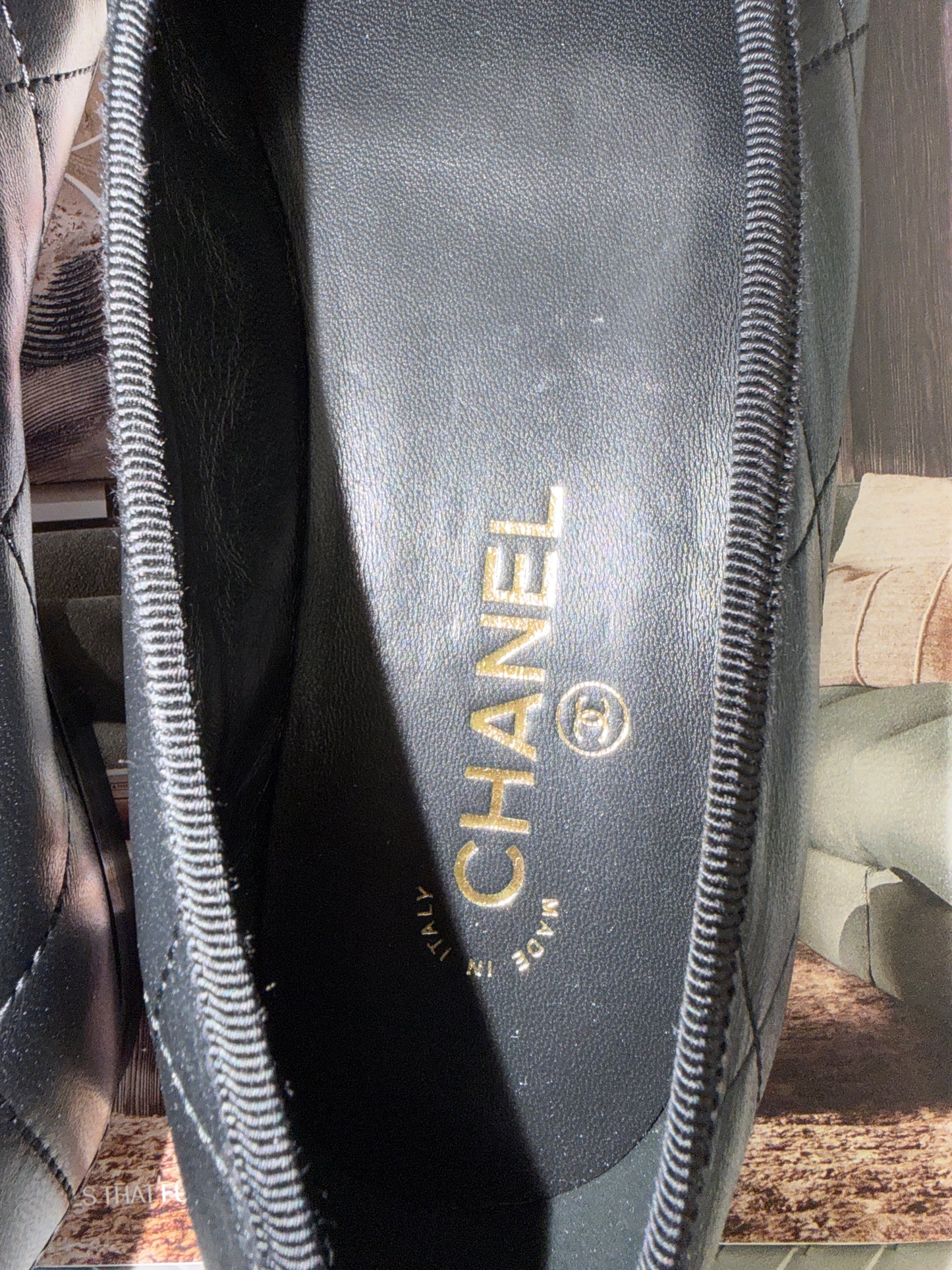 Chanel Cambon 2026 Coco Beach CC Logo Black Leather White Ballet Ballerina Flats