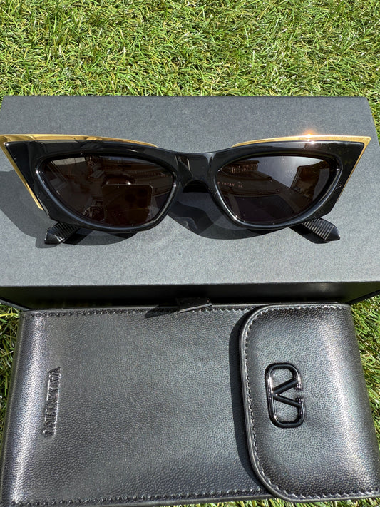 Valentino Garavani 5517 V-Goldcut I VLS 113A Gold Black Frame Acetate & Titanium Cat Eye Sunglasses