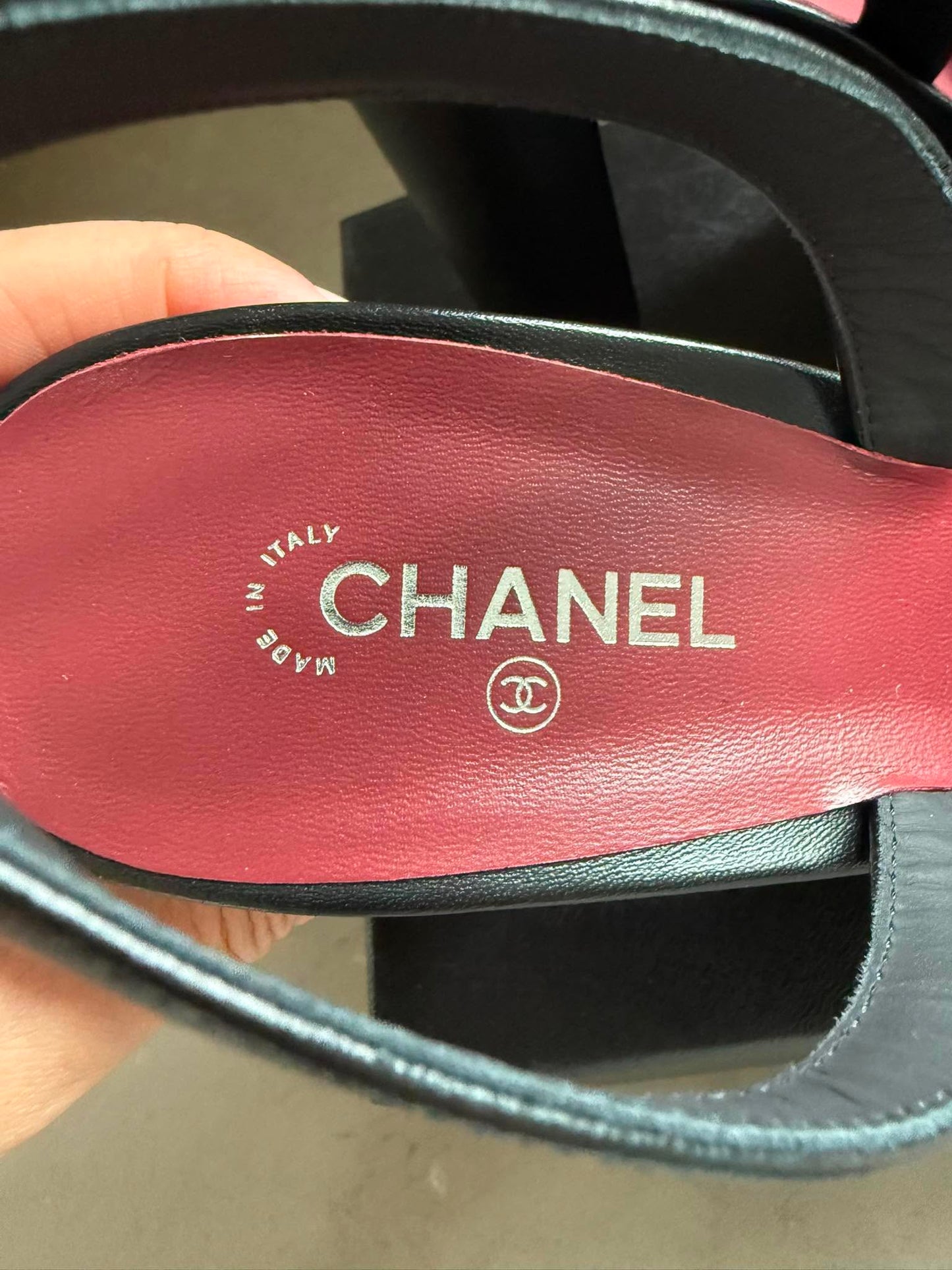 Chanel 26S Blazy Black Green Minty Square Cap Toe Sling CC Slingback Chunky Heel Pumps
