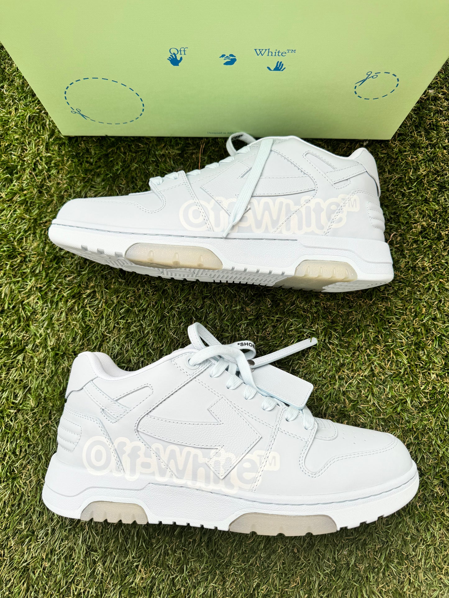 Off-White Out Of Office Arrow Calfskin White Light Blue Sneakers Men’s