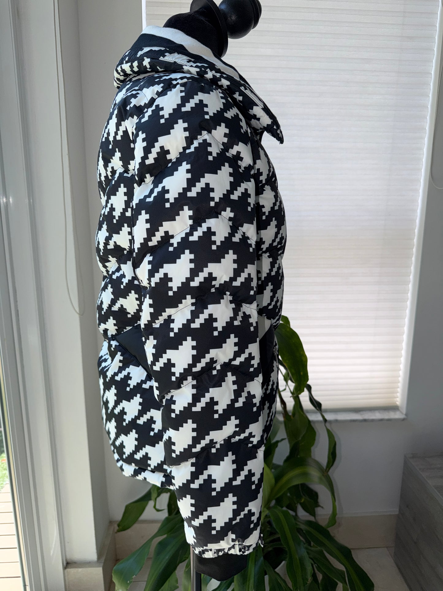 Perfect Moment Houndstooth Black White Ski Duvet Down Jacket Puffer Ski Jacket S