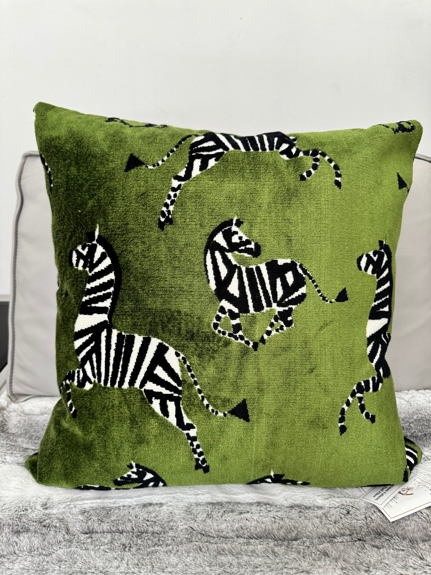 Pacific Coast Austin Horn 22x22 Kona Zebra Green Black Decorative Pillow NWT