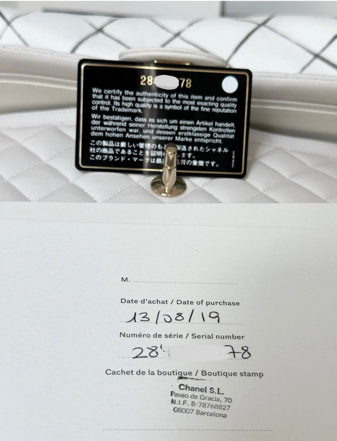 CHANEL WHITE CAVIAR LEATHER MEDIUM CLASSIC DOUBLE FLAP BAG LIGHT GOLD HARDWARE