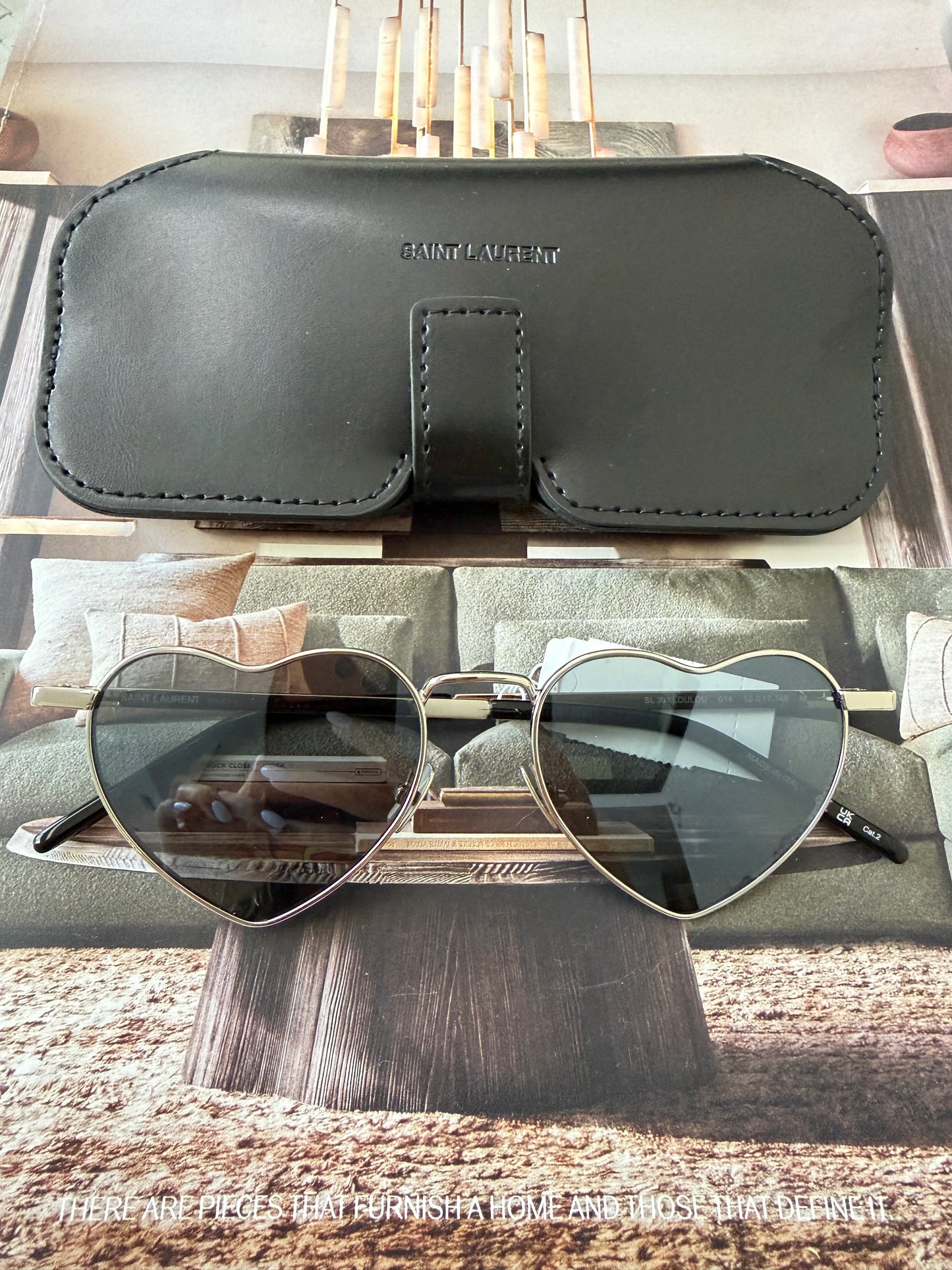 Saint Laurent Loulou SL 301 52mm Heart Shaped Hearts Silver Mirrored Sunglasses