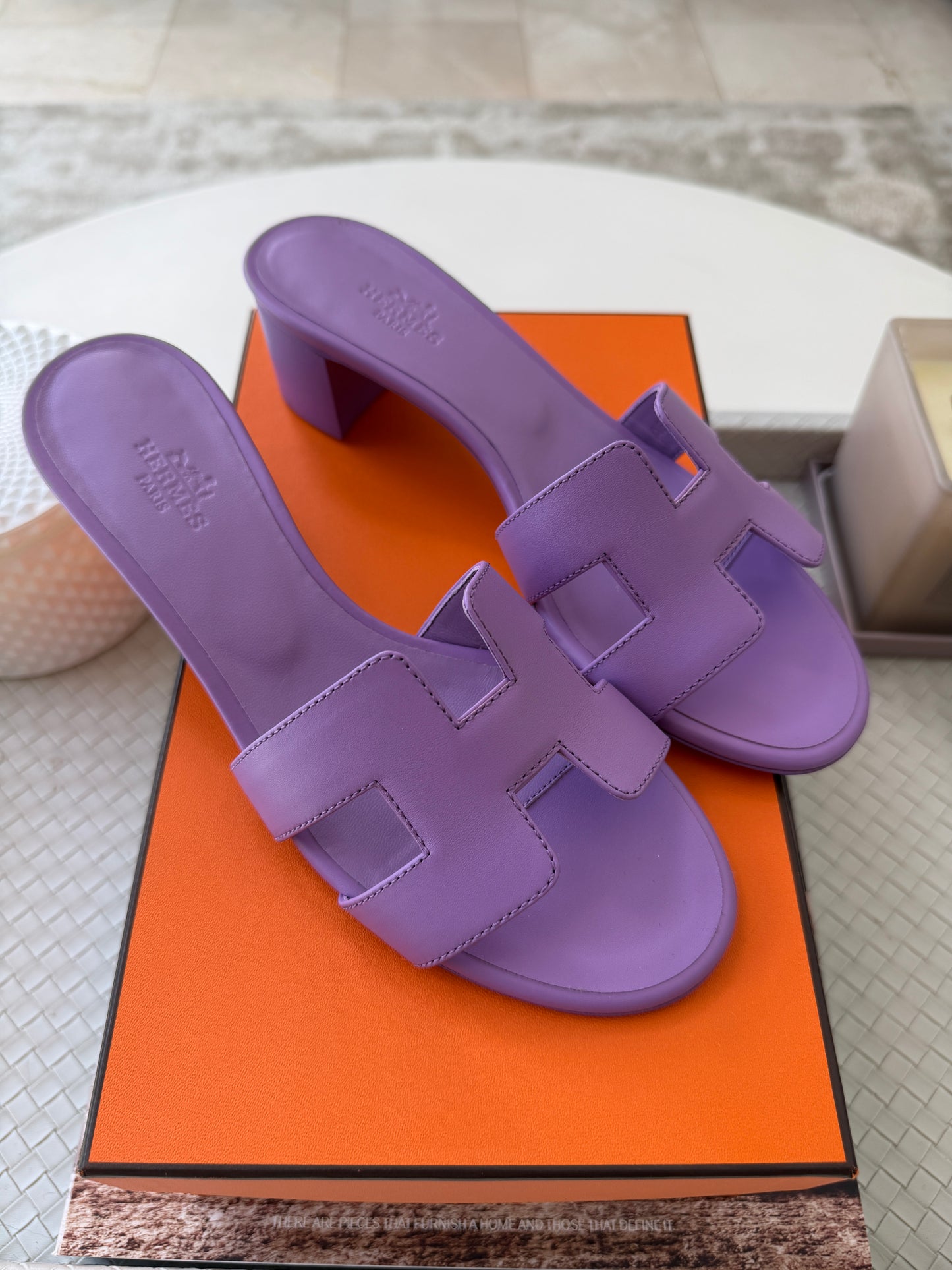 HERMES H OASIS VIOLET PARME SANDALS MULE FLIP FLOPS SHOES SLIDES