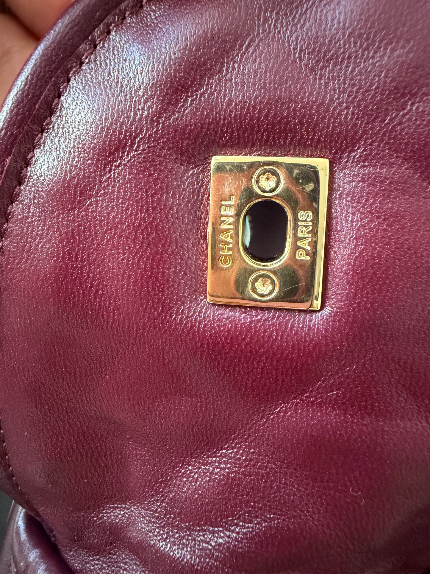 CHANEL BURGUNDY LEATHER LOAFERS OXFORD SHOES GOLD STRASS GEMS CC TURNLOCK MOCCASINS