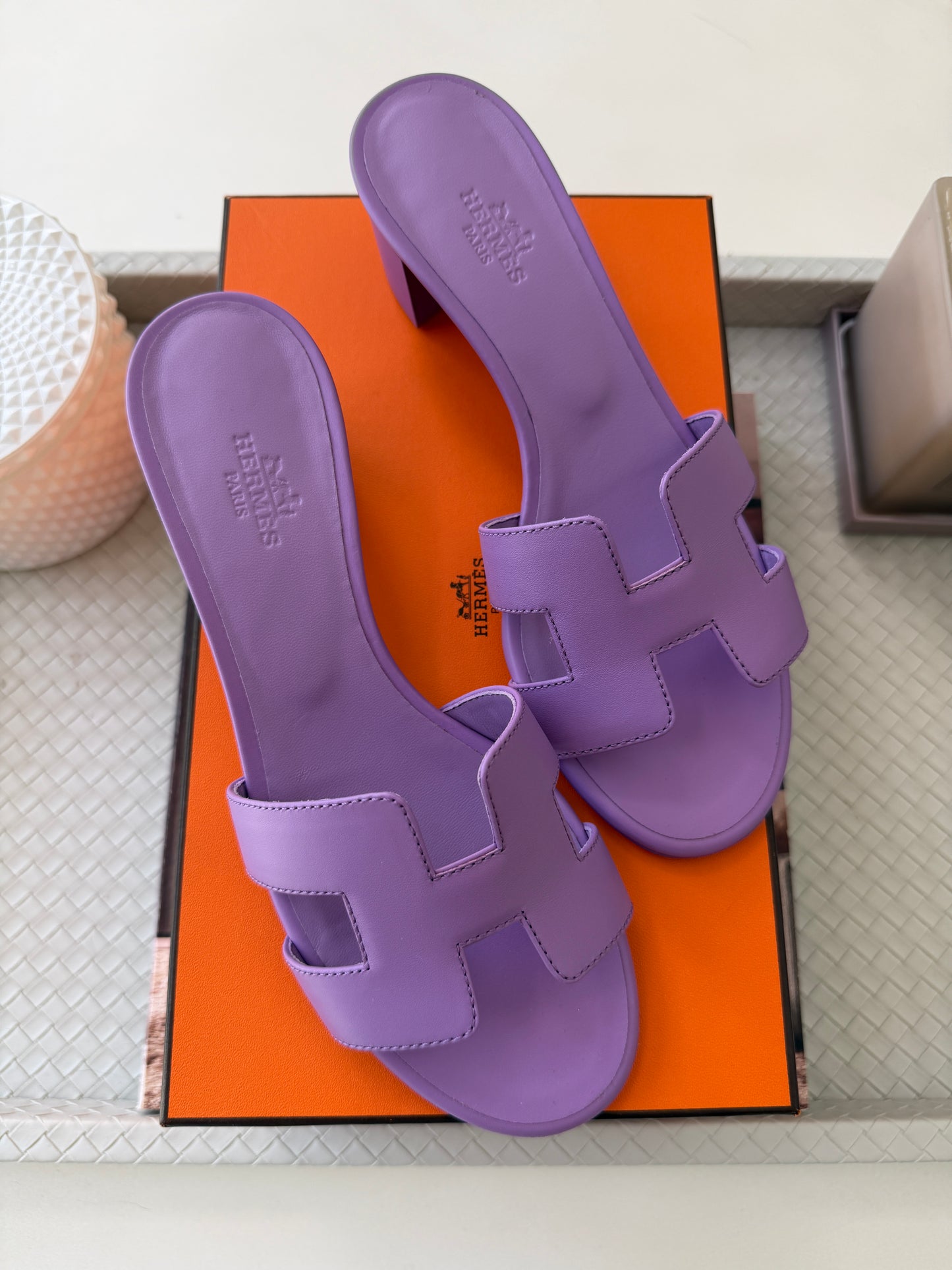 HERMES H OASIS VIOLET PARME SANDALS MULE FLIP FLOPS SHOES SLIDES