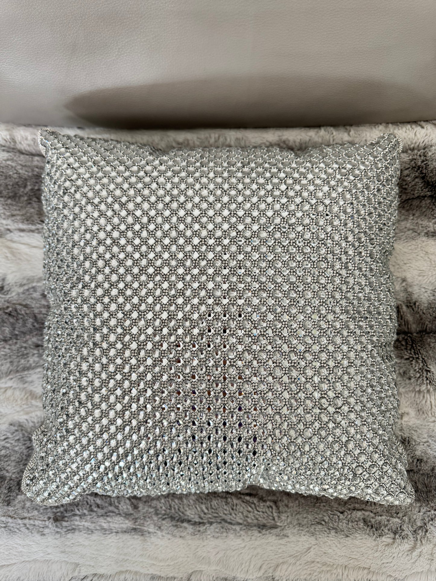 Sparkles Home Rhinestone 16x16 Montaigne Jeweled Gray Crystal Crystals Sparkle Silver Bling Luxury Decorative Decor Pillow