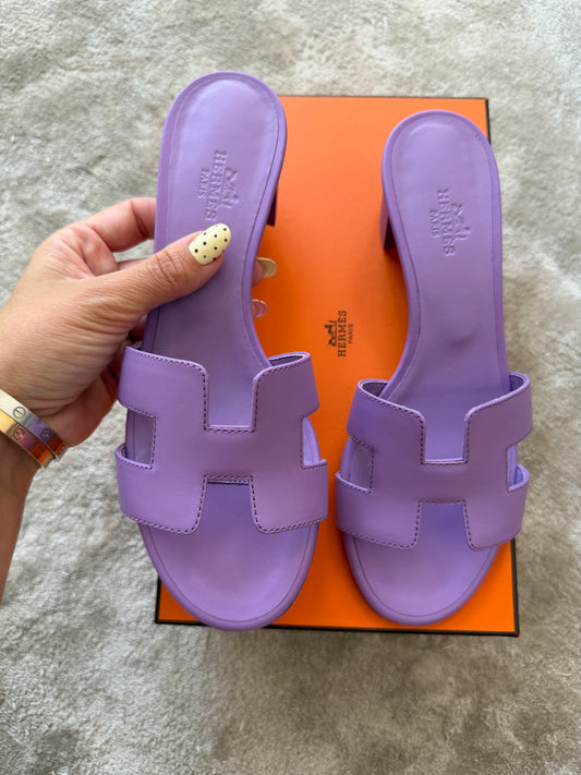 HERMES H OASIS VIOLET PARME SANDALS MULE FLIP FLOPS SHOES SLIDES