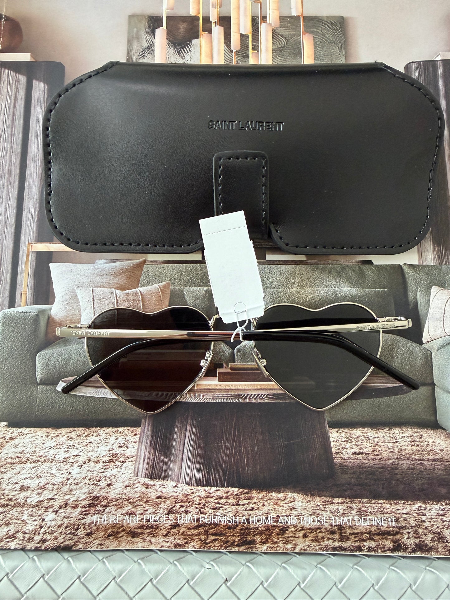 Saint Laurent Loulou SL 301 52mm Heart Shaped Hearts Silver Mirrored Sunglasses