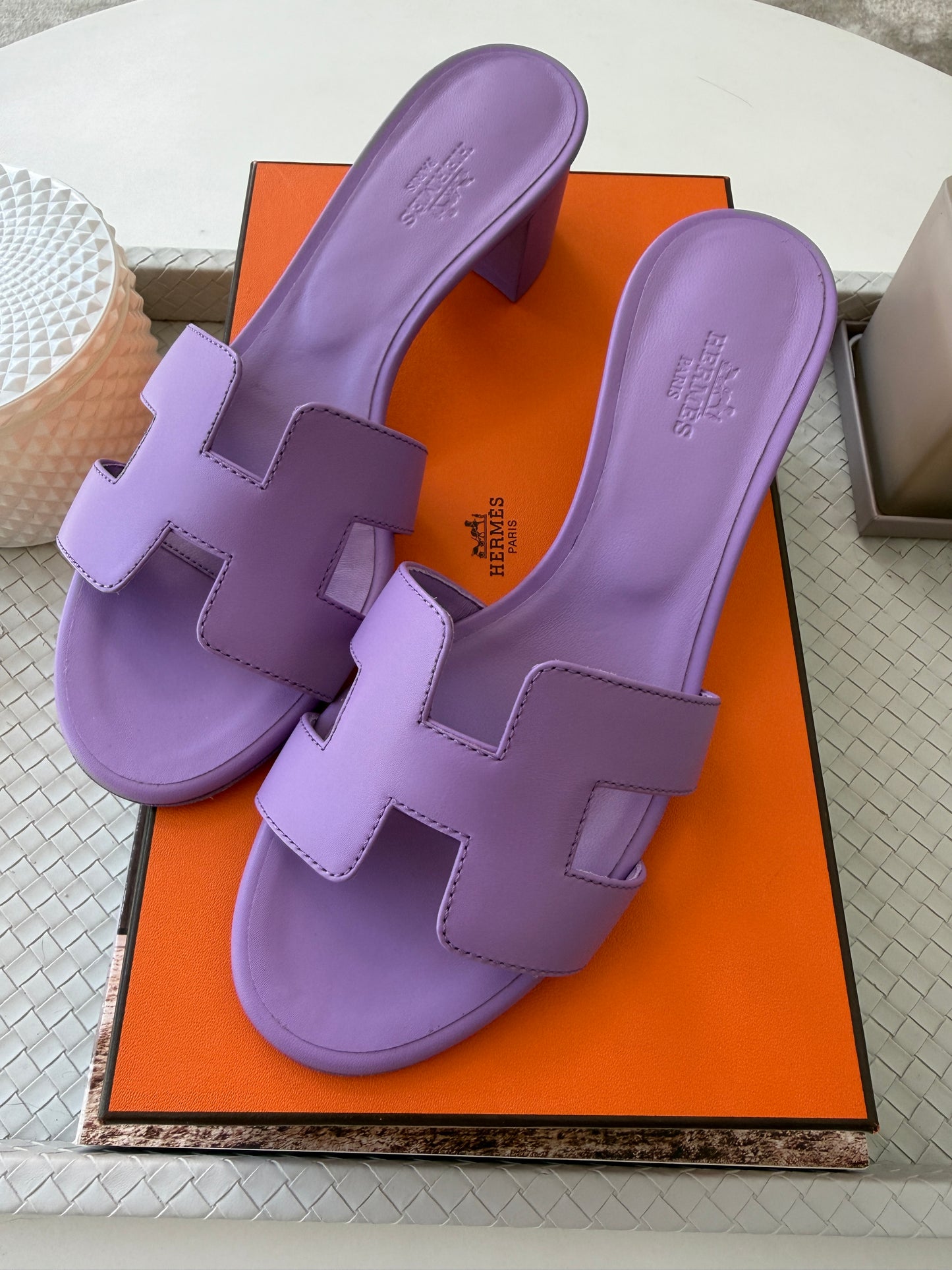 HERMES H OASIS VIOLET PARME SANDALS MULE FLIP FLOPS SHOES SLIDES