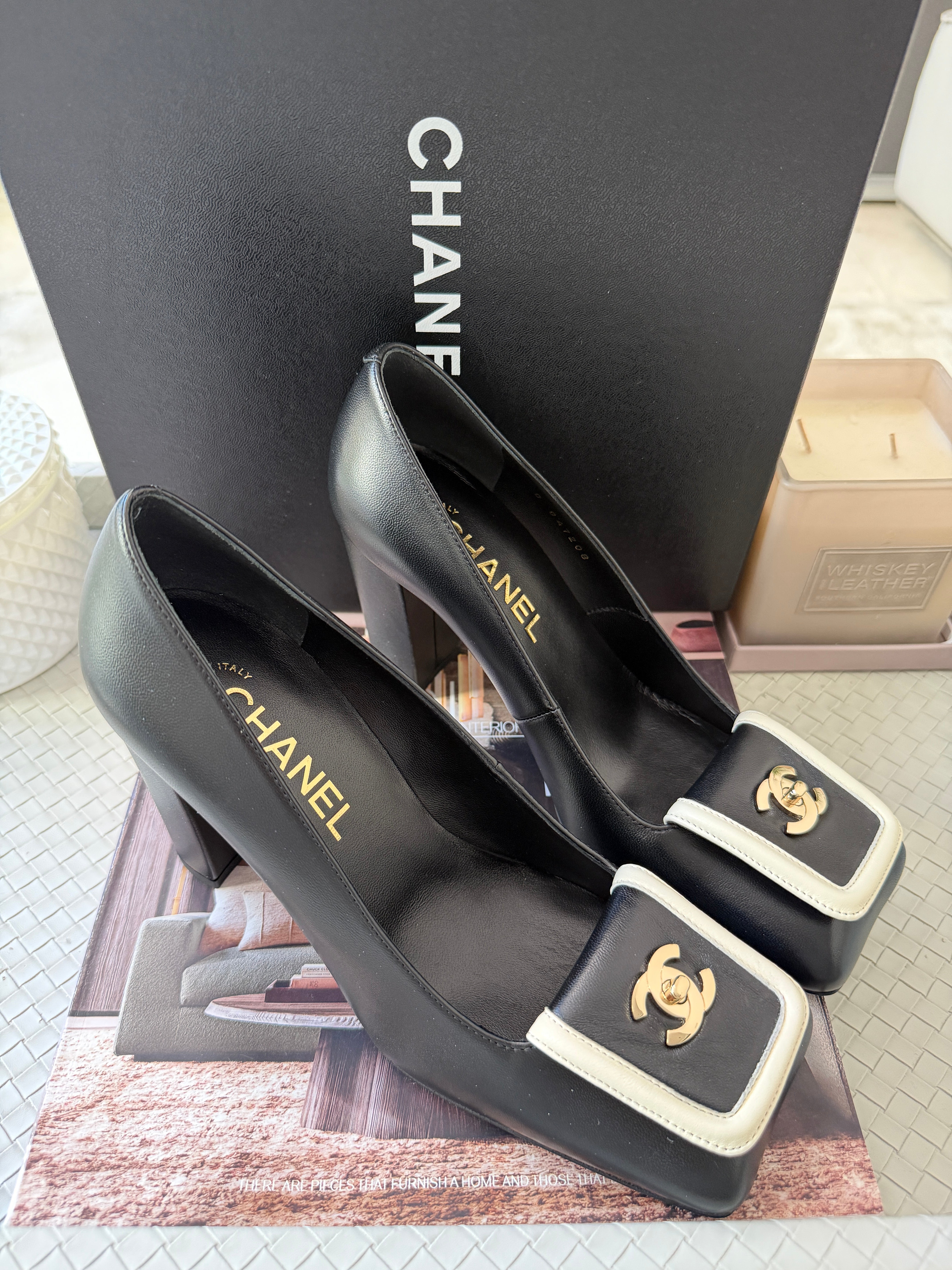 Chanel SS 26 Blazy Black Lambskin Square Toe CC Logo Turn-lock