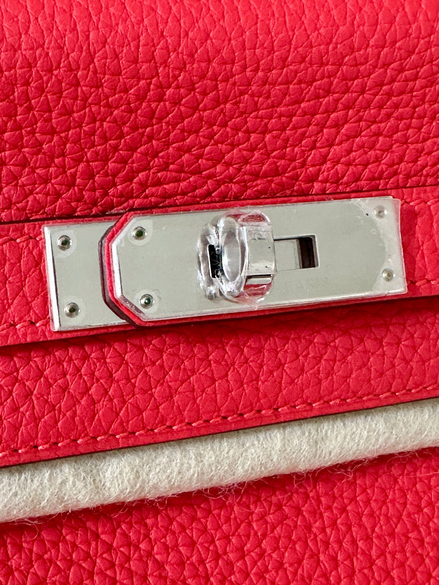 Hermes Kelly 35 Rouge Tomate Red Retourne Togo Leather Palladium Hardware PHW Bag Handbag