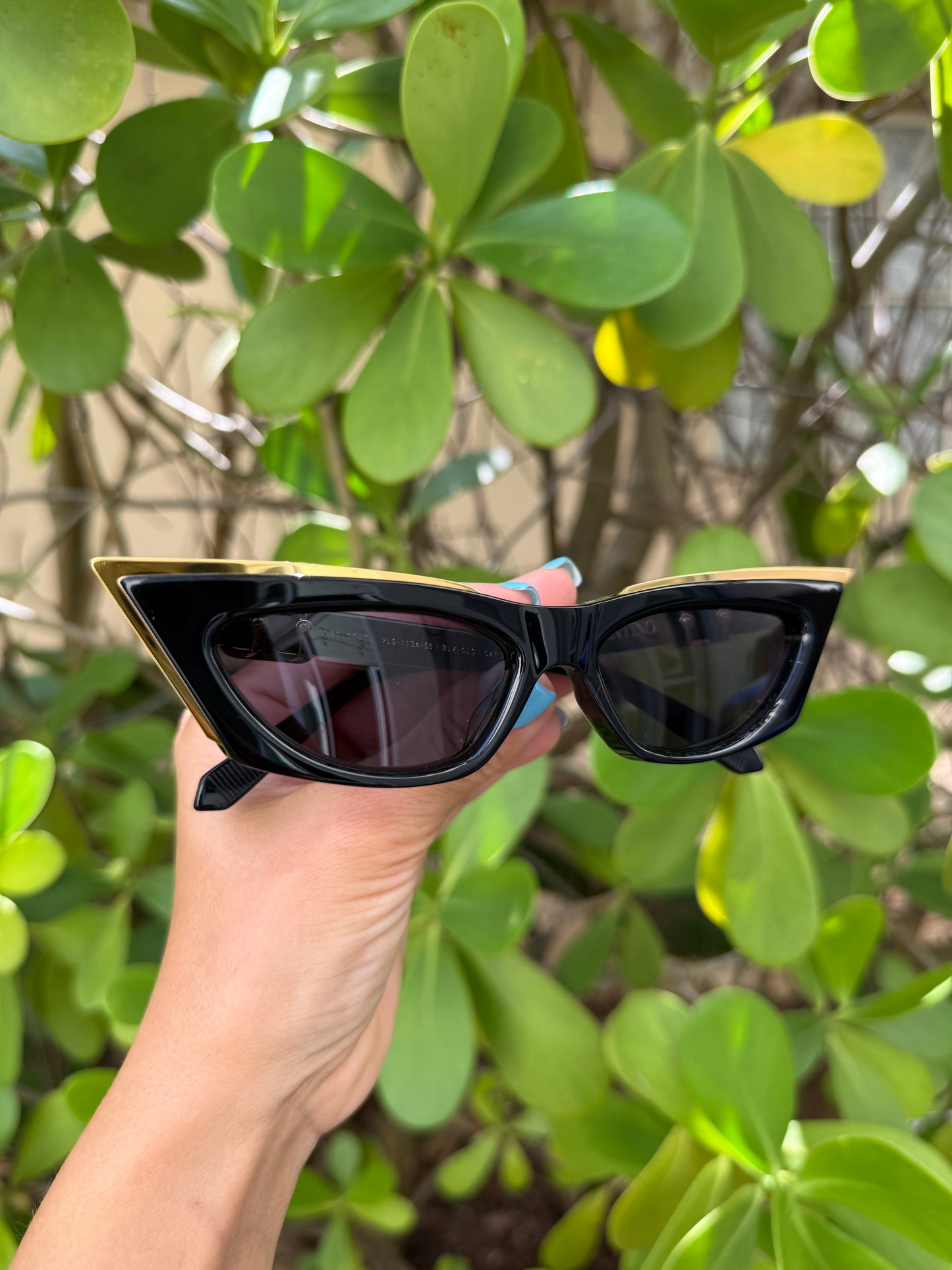 Valentino Garavani 5517 V-Goldcut I VLS 113A Gold Black Frame Acetate & Titanium Cat Eye Sunglasses