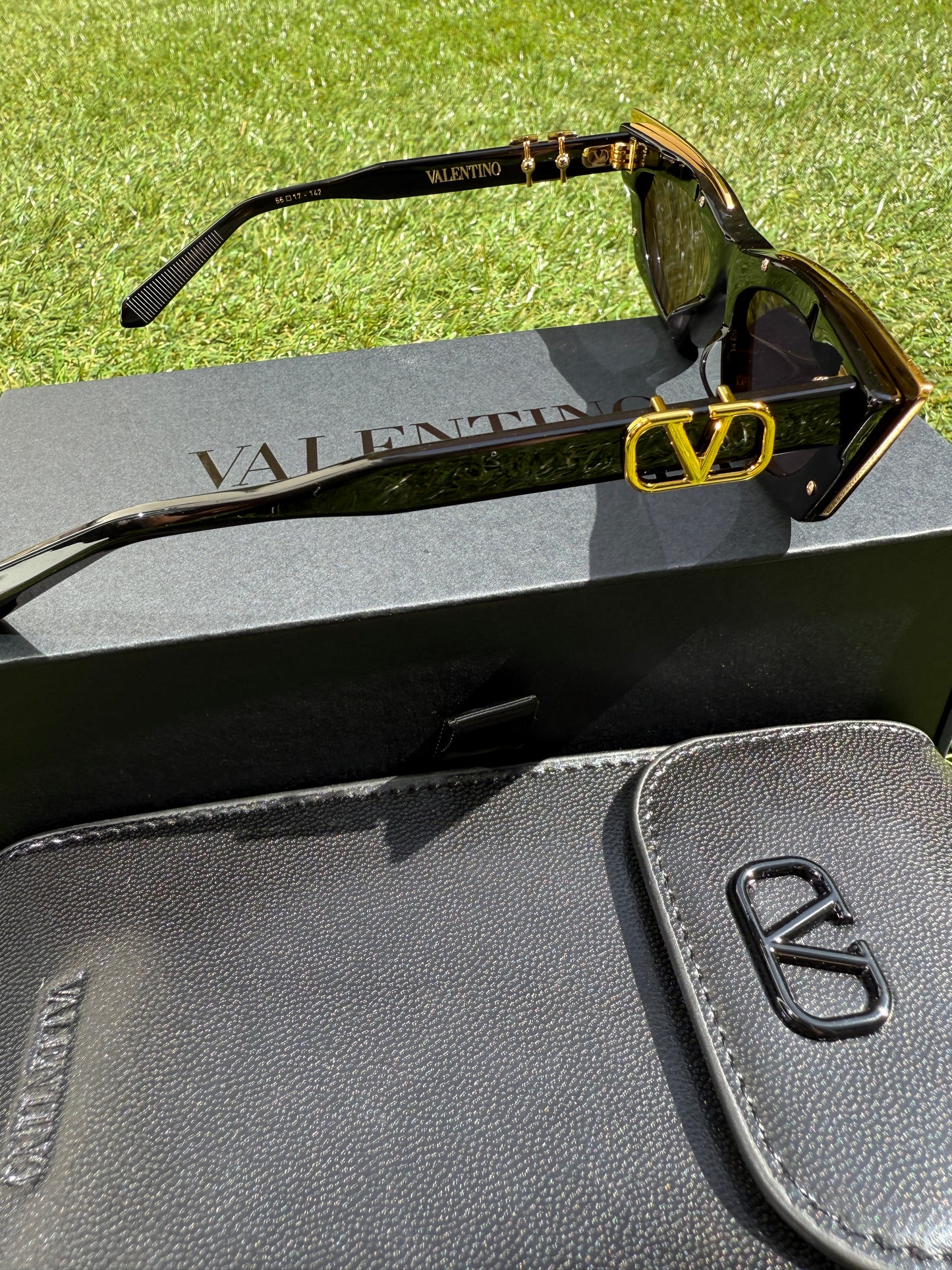 Valentino Garavani 5517 V-Goldcut I VLS 113A Gold Black Frame Acetate & Titanium Cat Eye Sunglasses