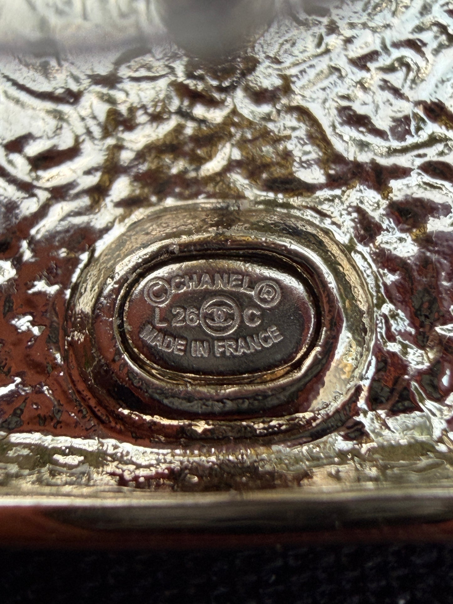 2026 C CHANEL RUNWAY SQUARE ROUND CC LOGO BLUE ENAMEL GOLD TONE EARRINGS STUDS