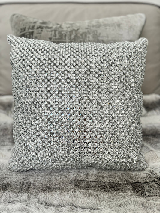 Sparkles Home Rhinestone 16x16 Montaigne Jeweled Gray Crystal Crystals Sparkle Silver Bling Luxury Decorative Decor Pillow