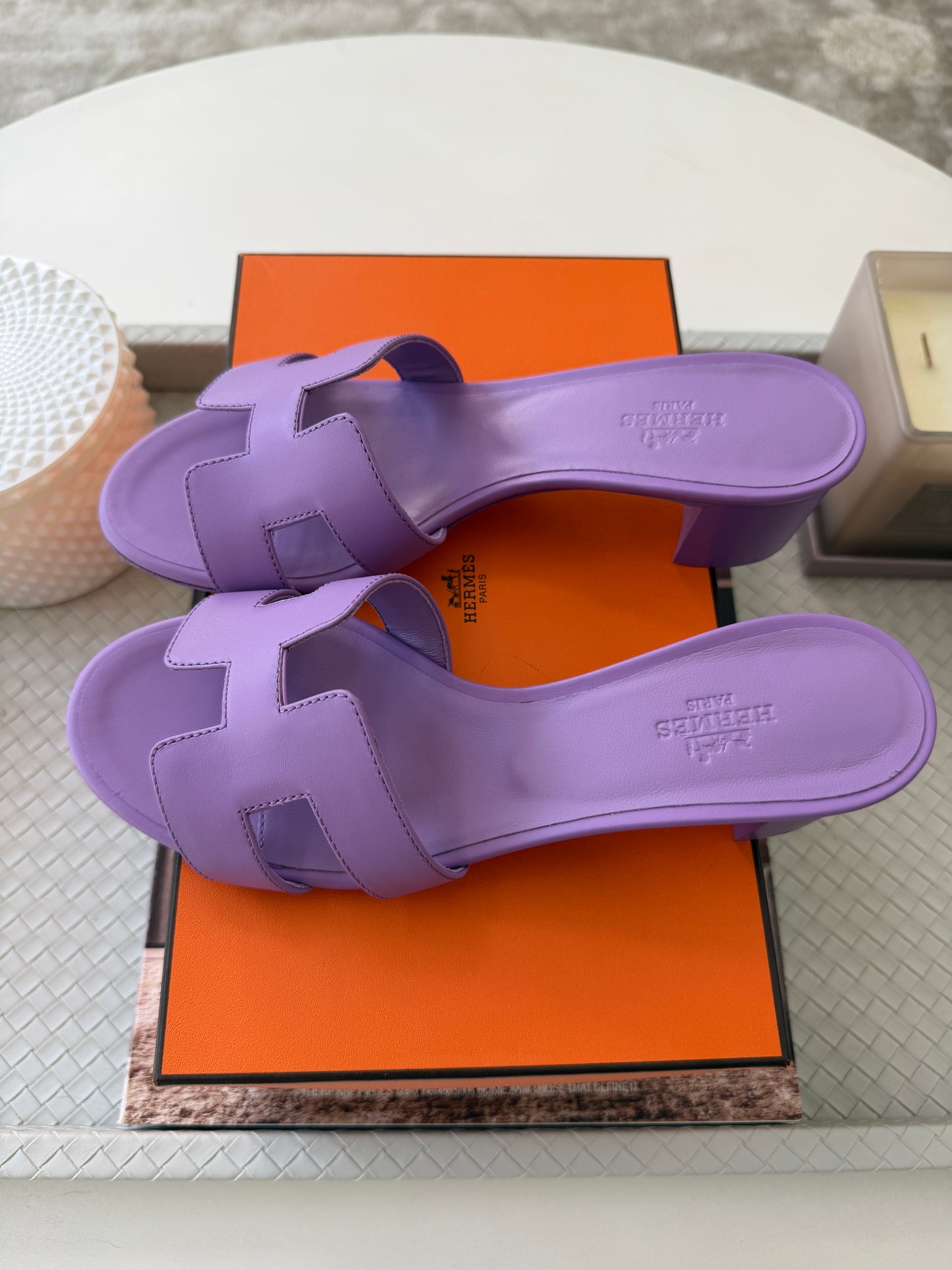 HERMES H OASIS VIOLET PARME SANDALS MULE FLIP FLOPS SHOES SLIDES