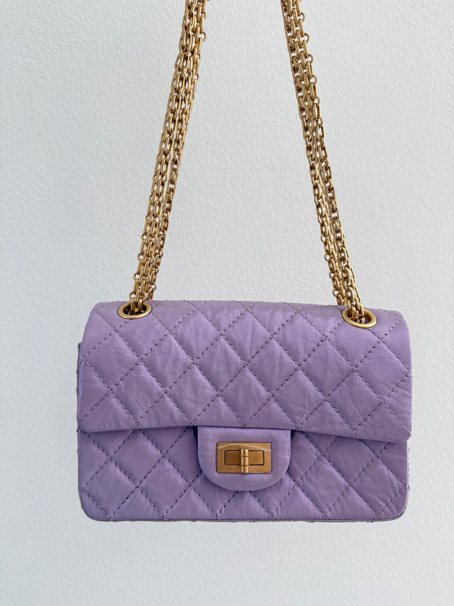 CHANEL MINI REISSUE 2.55 LAVENDER LILAC CALFSKIN LEATHER BAG GHW