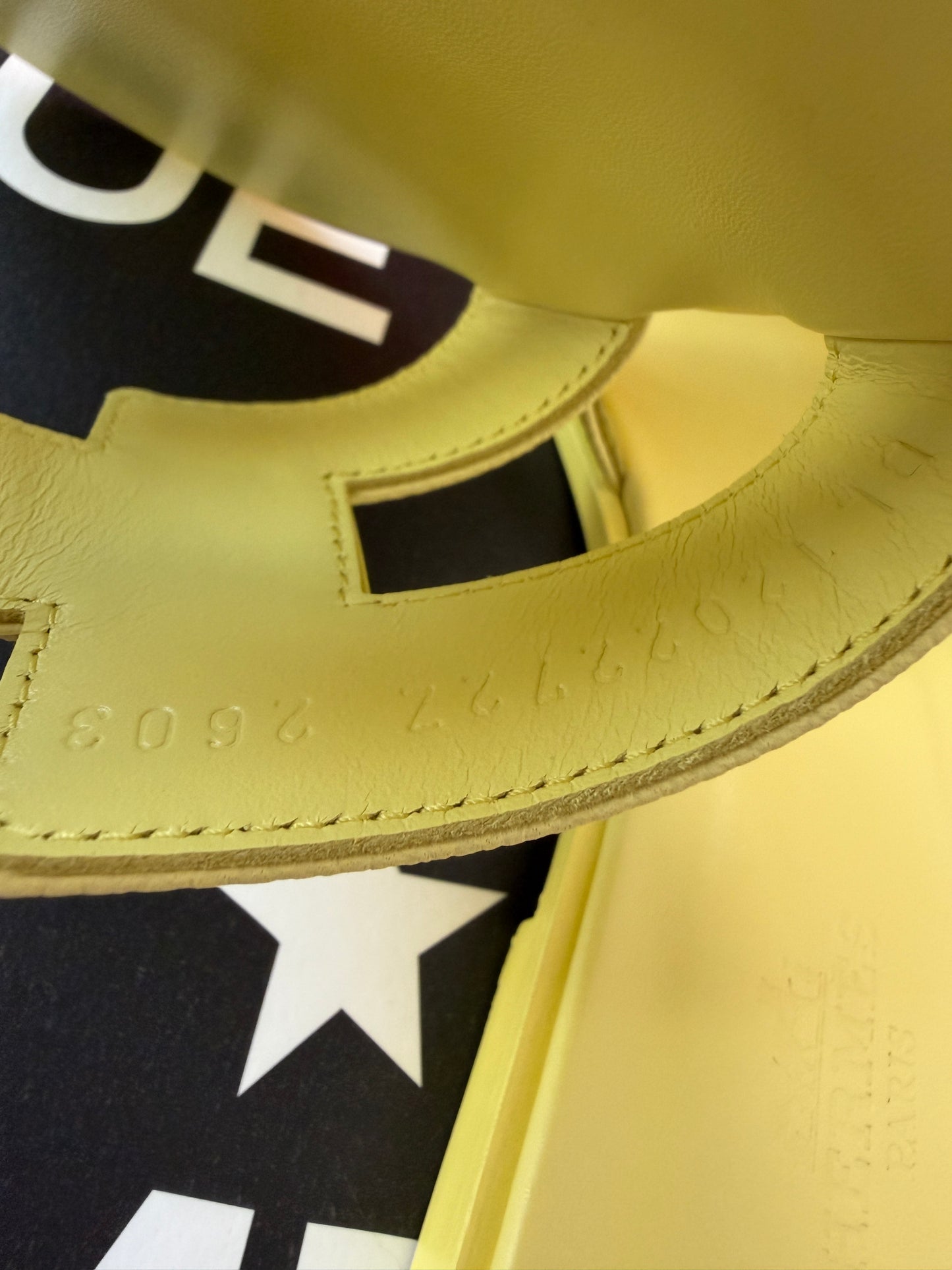 HERMES Oran Bright Yellow Jaune D'orge Epsom Leather Logo Sandals Flats Mules