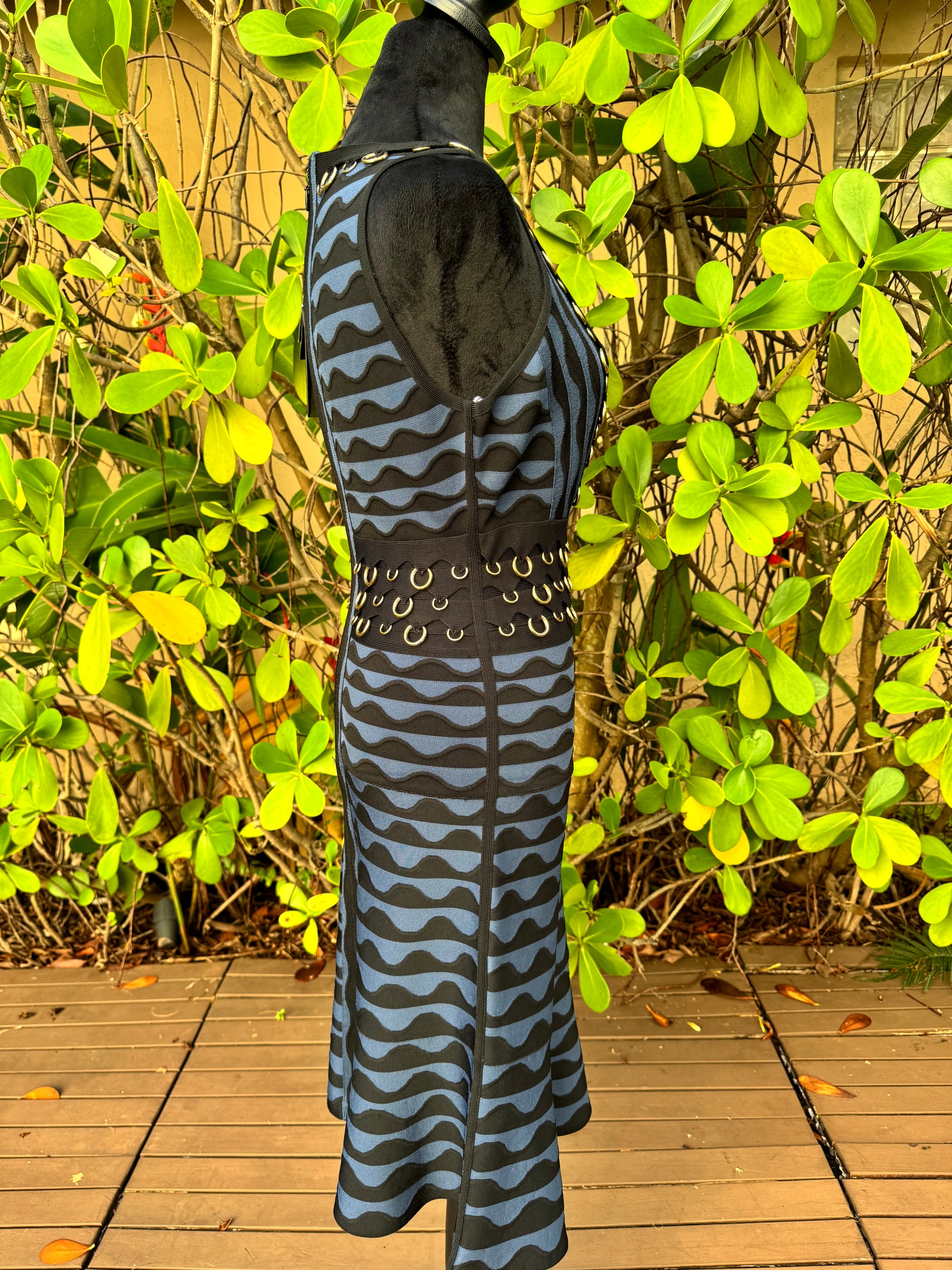 HERVE LEGER KATRIN RING-EMBELLISHED JACQUARD-KNIT BANDAGE DRESS BLACK Miami Lux Boutique HERVE LEGER KATRIN RING-EMBELLISHED JACQUARD-KNIT BANDAGE DRESS BLACK Miami Lux Boutique