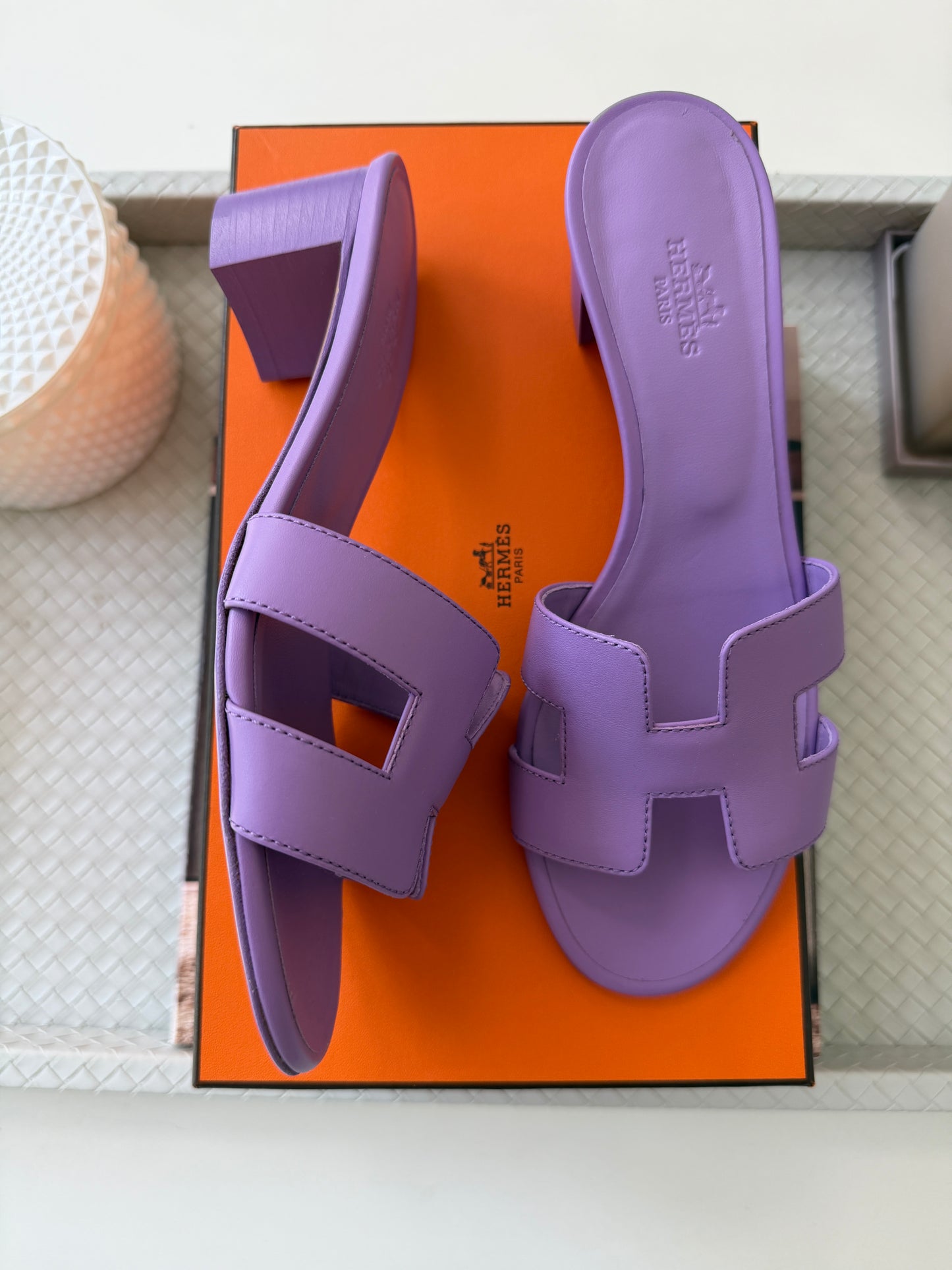 HERMES H OASIS VIOLET PARME SANDALS MULE FLIP FLOPS SHOES SLIDES
