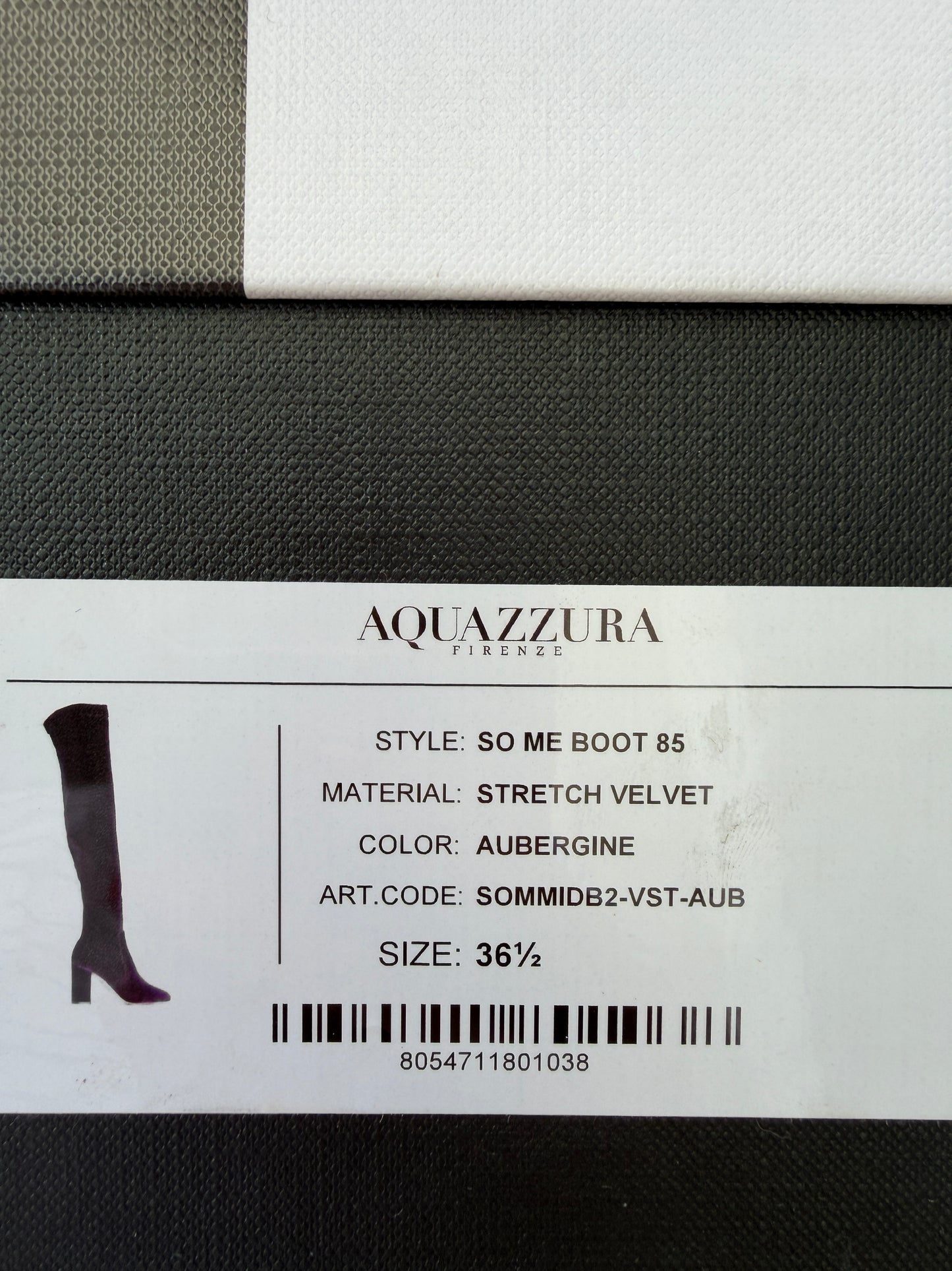 AQUAZZURA VELVET 85 THIGH HIGH  PURPLE SO ME ZIP OVER KNEE BOOT BOOTS