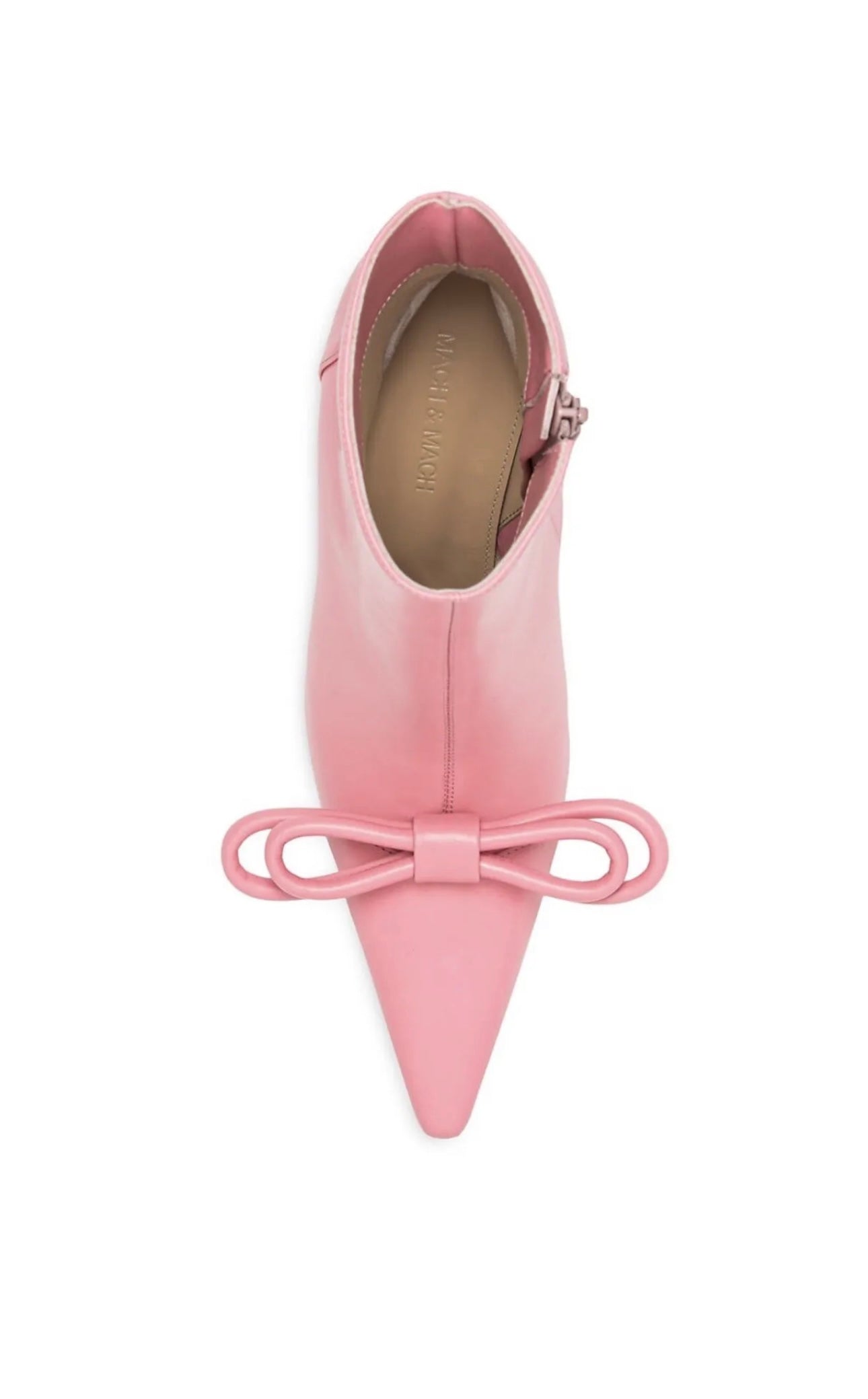 Mach & Mach Double Bow Pink Leather Pointed Toe Boots Booties