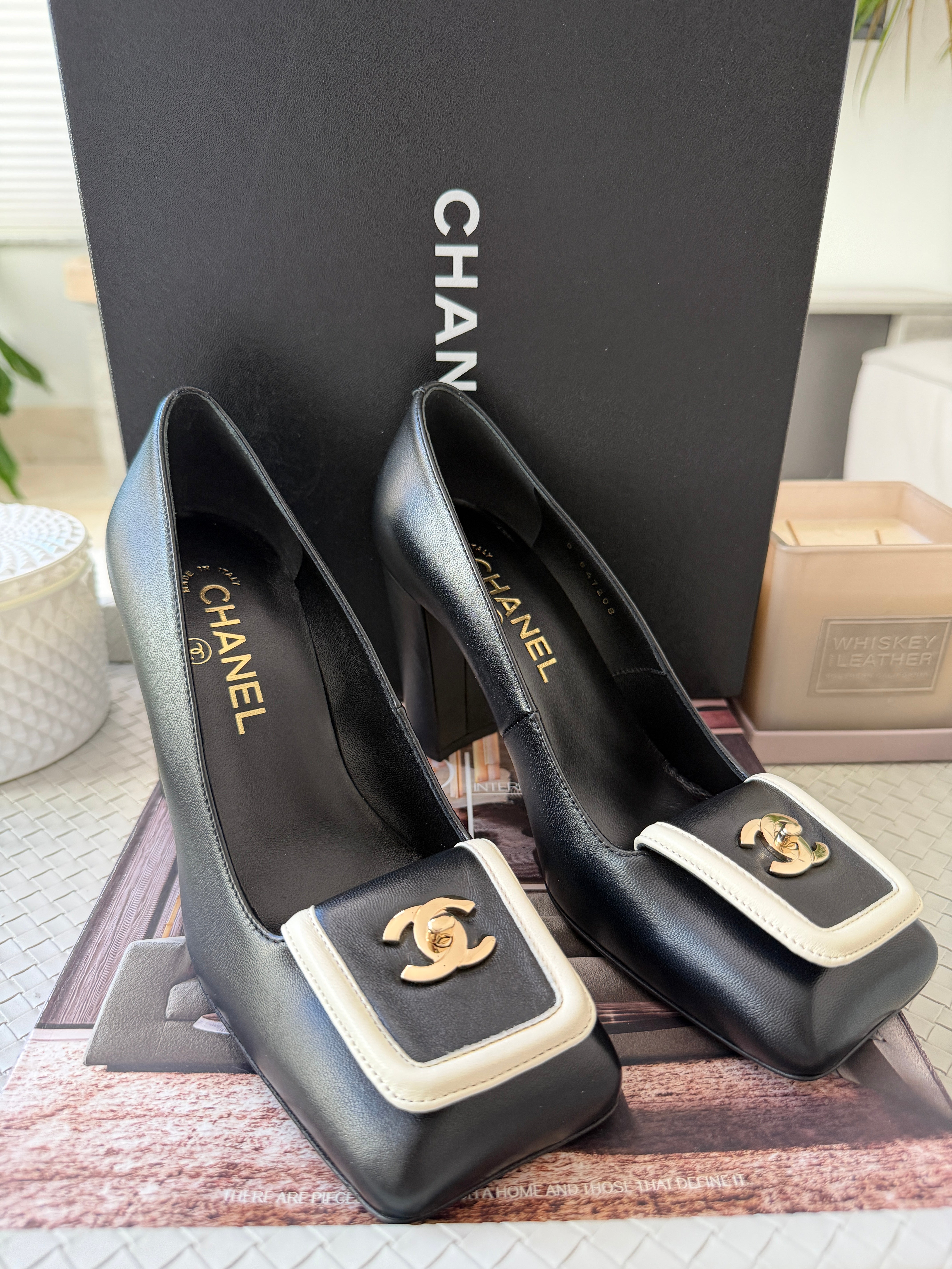 Chanel SS 26 Blazy Black Lambskin Square Toe CC Logo Turn-lock
