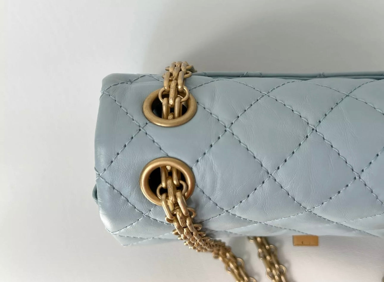 CHANEL MINI REISSUE 2.55 LIGHT BLUE CALFSKIN LEATHER BAG GHW