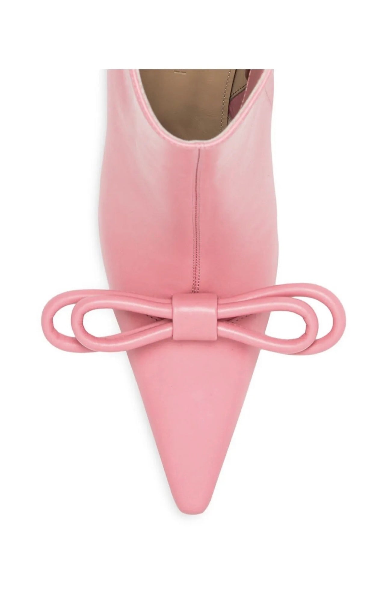 Mach & Mach Double Bow Pink Leather Pointed Toe Boots Booties