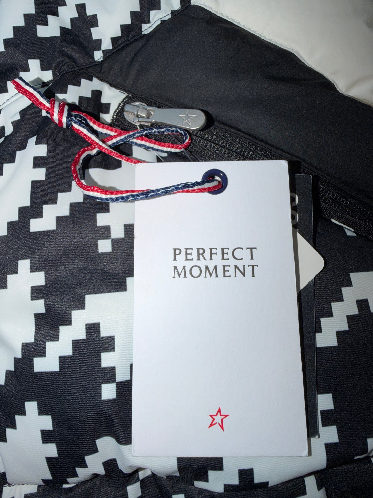 Perfect Moment Houndstooth Black White Ski Duvet Down Jacket Puffer Ski Jacket S