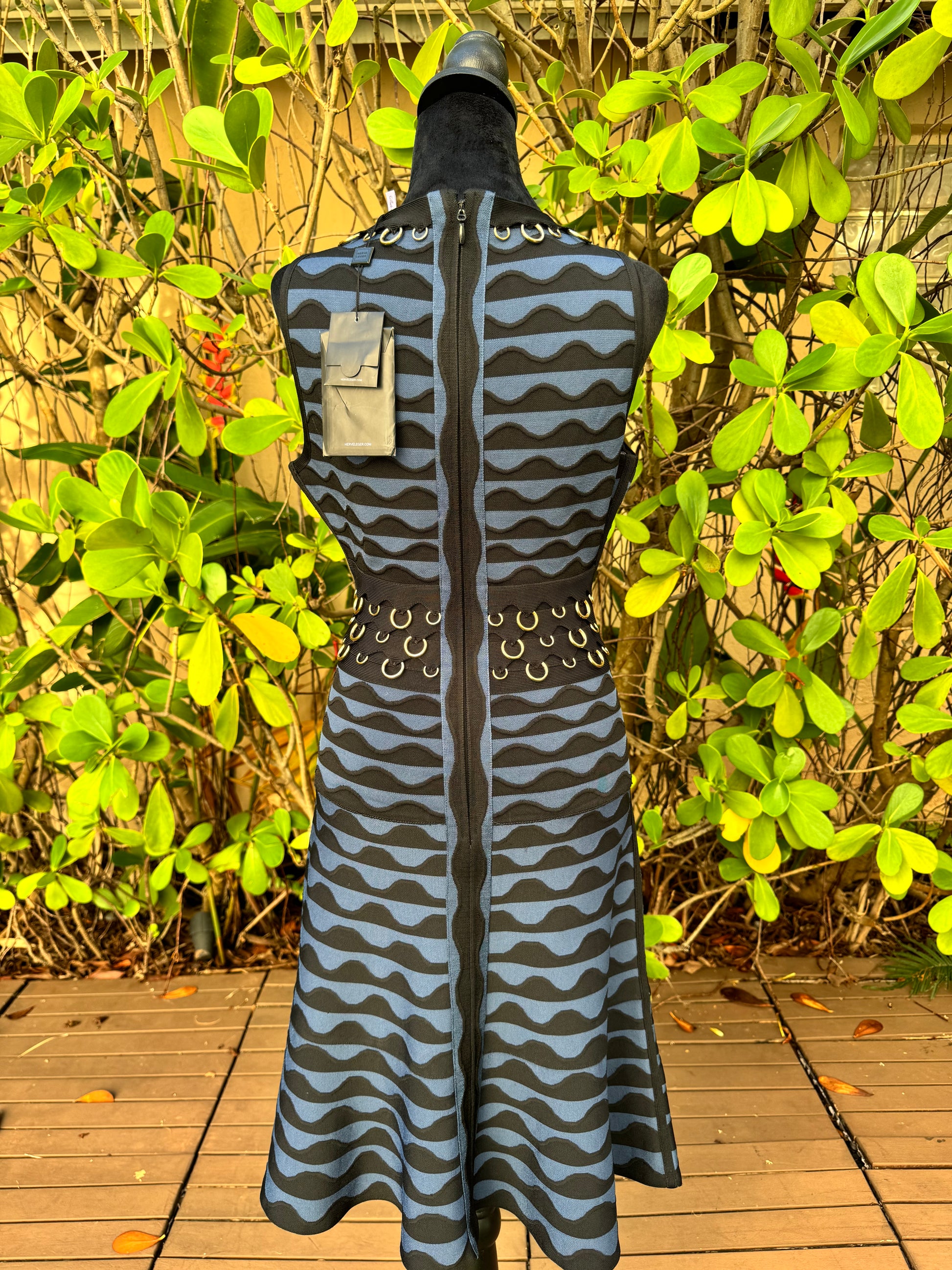 HERVE LEGER KATRIN RING-EMBELLISHED JACQUARD-KNIT BANDAGE DRESS BLACK Miami Lux Boutique HERVE LEGER KATRIN RING-EMBELLISHED JACQUARD-KNIT BANDAGE DRESS BLACK Miami Lux Boutique