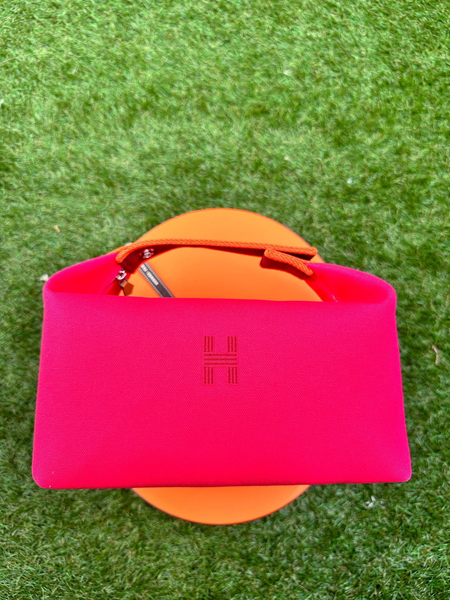Hermes Bride-A-Brac Case GM Canvas Hibiscus Pink Pouch Large Model