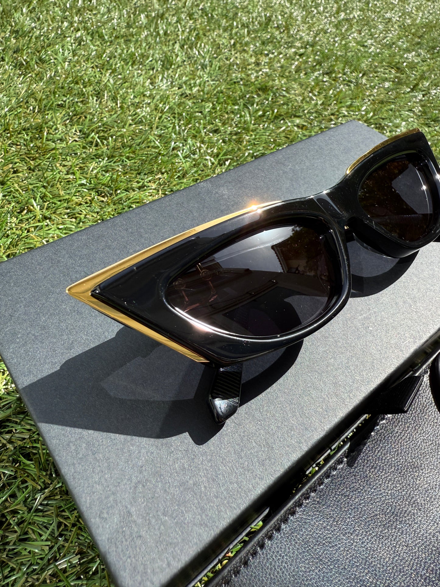 Valentino Garavani 5517 V-Goldcut I VLS 113A Gold Black Frame Acetate & Titanium Cat Eye Sunglasses