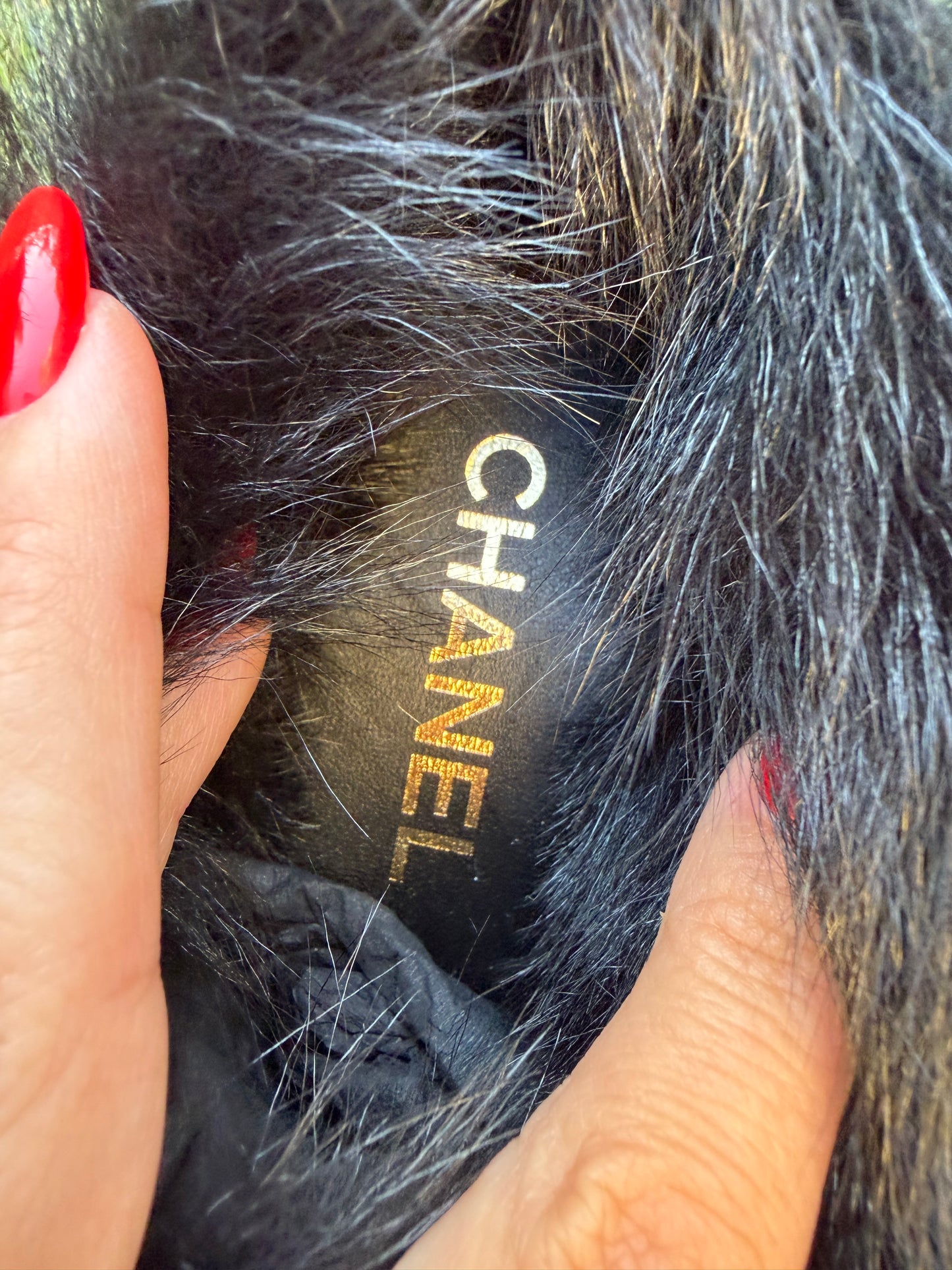 CHANEL COCO NEIGE 25/26 BLACK SUEDE LEATHER FUR SHEARLING LOAFERS MOCCASSINS