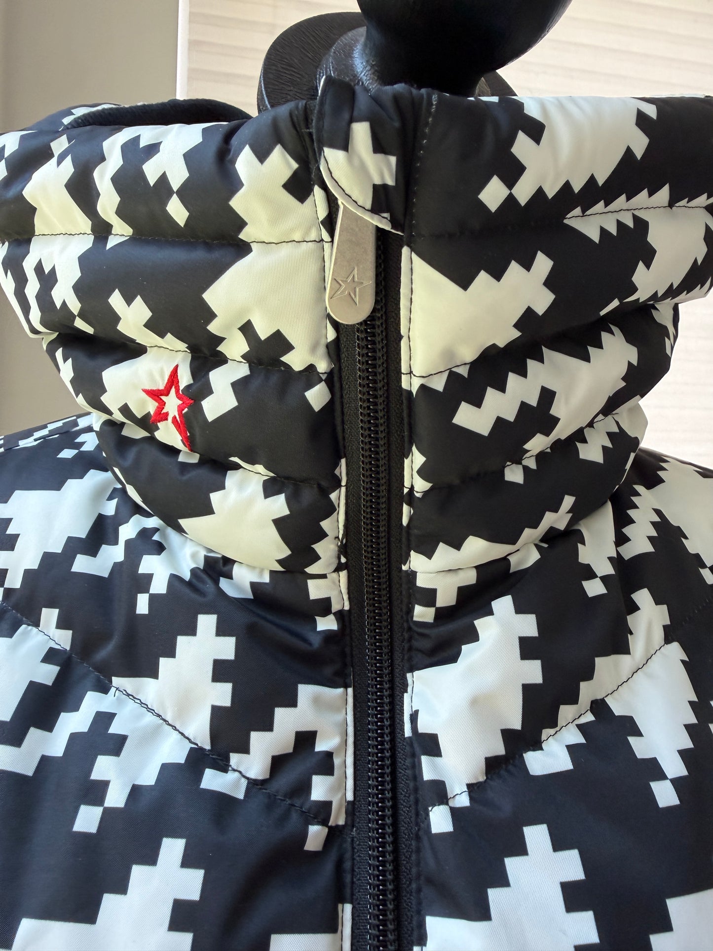 Perfect Moment Houndstooth Black White Ski Duvet Down Jacket Puffer Ski Jacket S