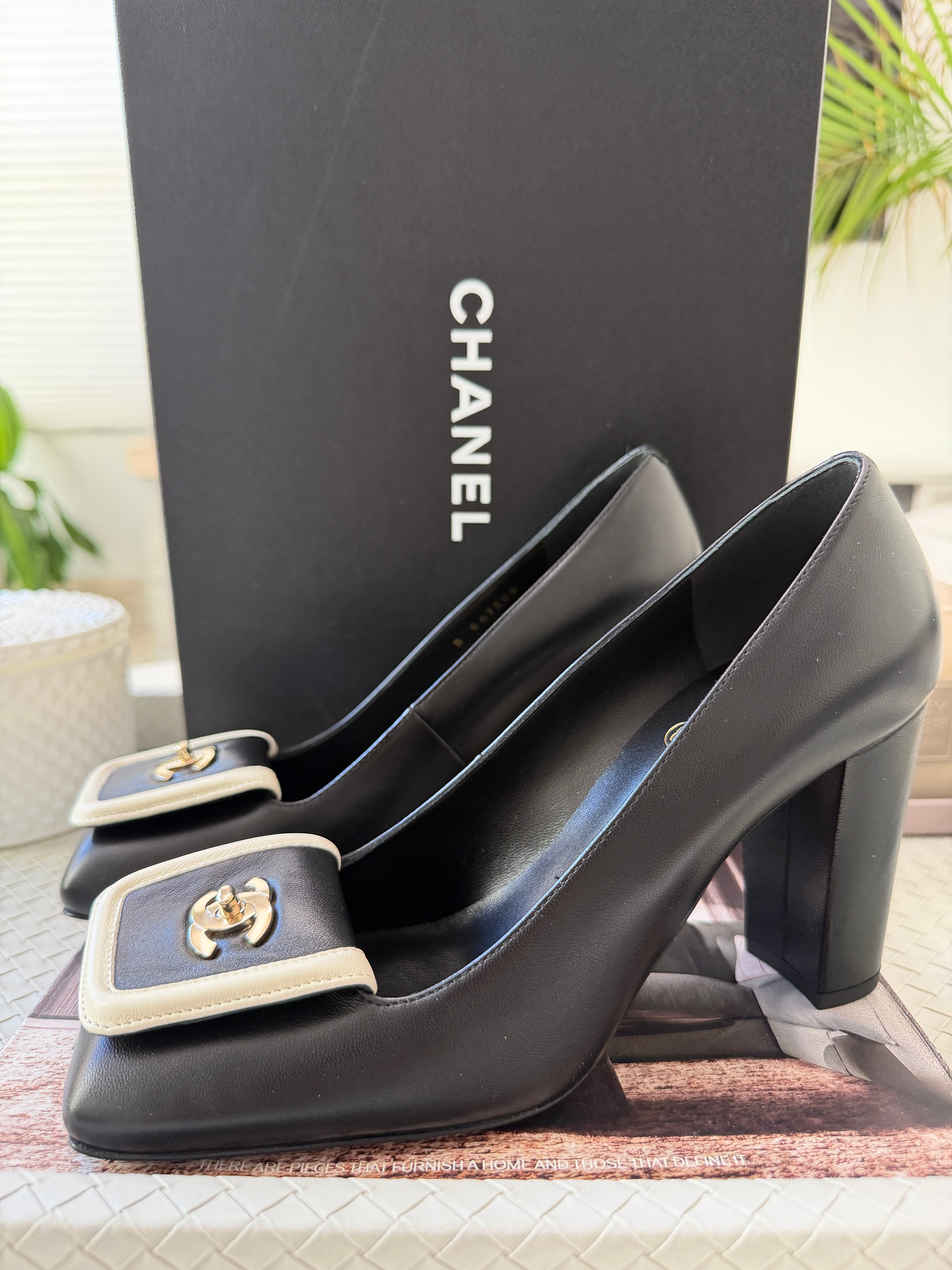Chanel SS 26 Blazy Black Lambskin Square Toe CC Logo Turn-lock Chanel SS 26 Blazy Black Lambskin Square Toe CC Logo Turn-lock