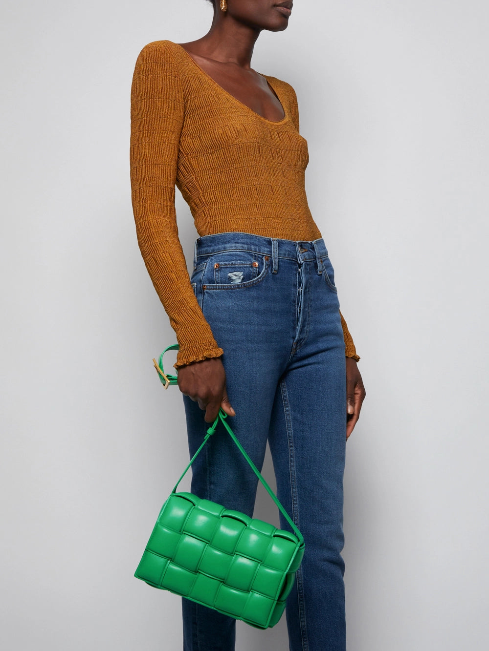 BOTTEGA VENETA PARAKEET GRASS GREEN INTRECCIATO PADDED CASSETTE BAG CROSSBODY HANDBAG