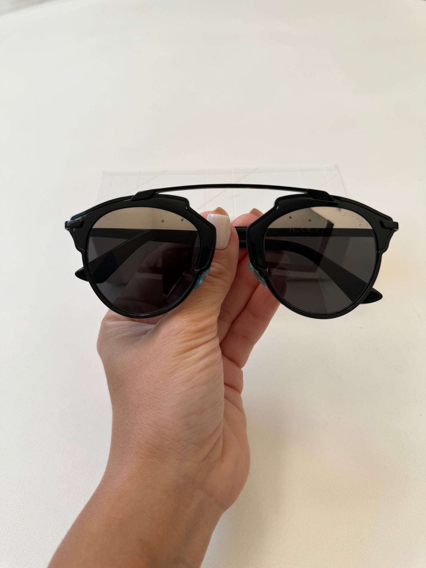 Dior So Real Black Silver Metal Plastic Aviator Gradient Mirrored Sunglasses