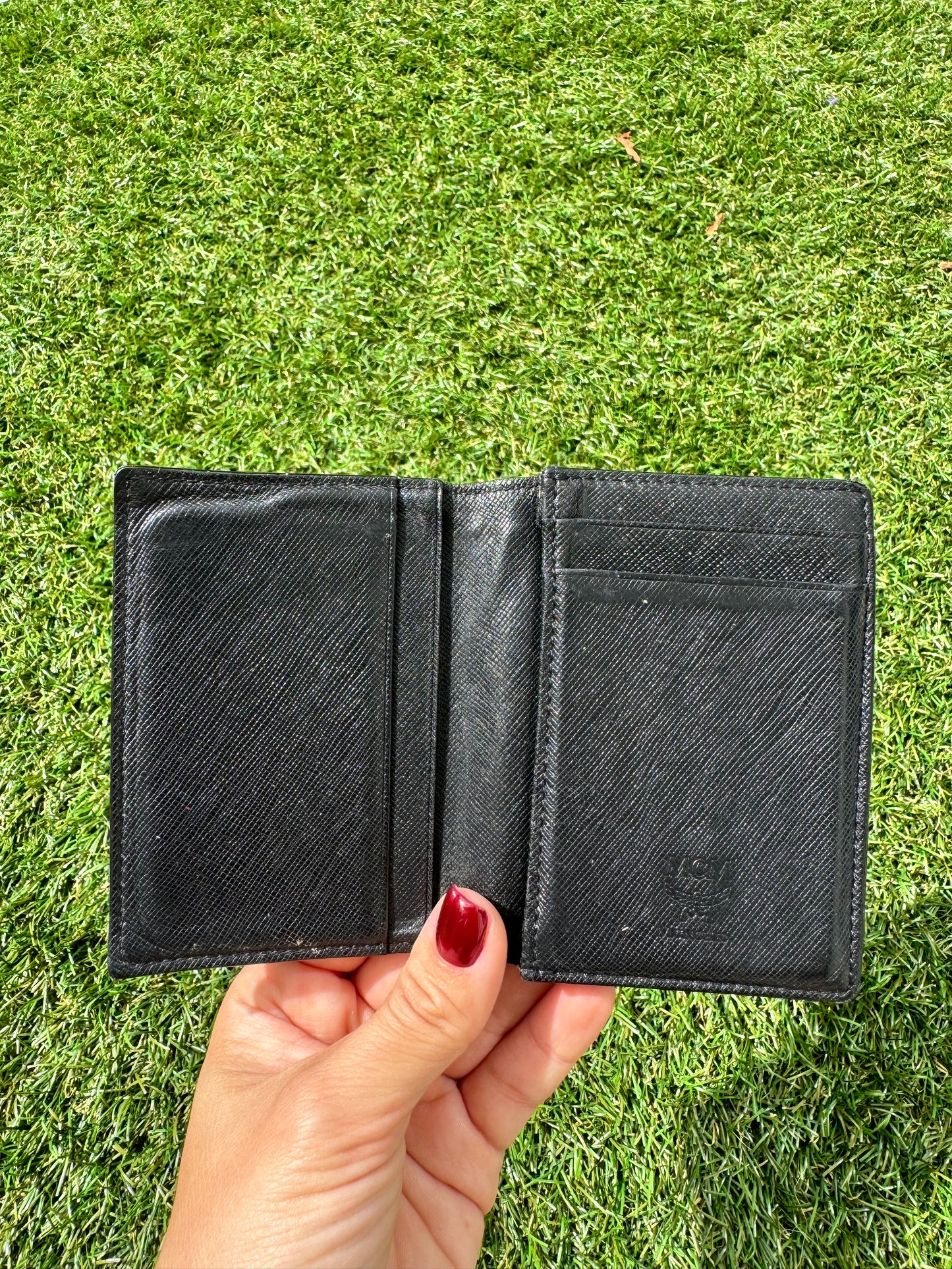 MCM  Aren Short Logo Signature Bi-Fold Folding Black Men’s Leather  Wallet Pre-Owned