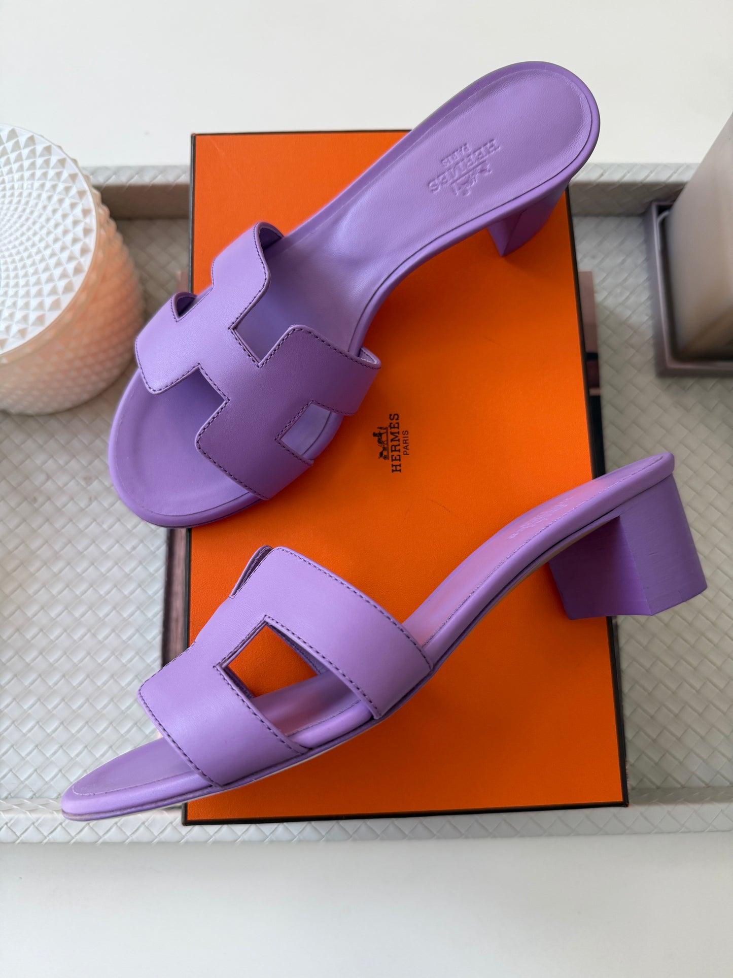 HERMES H OASIS VIOLET PARME SANDALS MULE FLIP FLOPS SHOES SLIDES