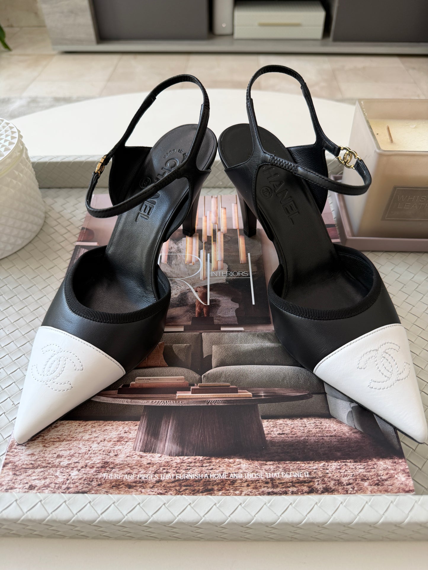 CHANEL SS 2026 BLAZY BLACK WHITE TOE LEATHER CC LOGO HEELS SHOES PUMPS SLINGBACKS