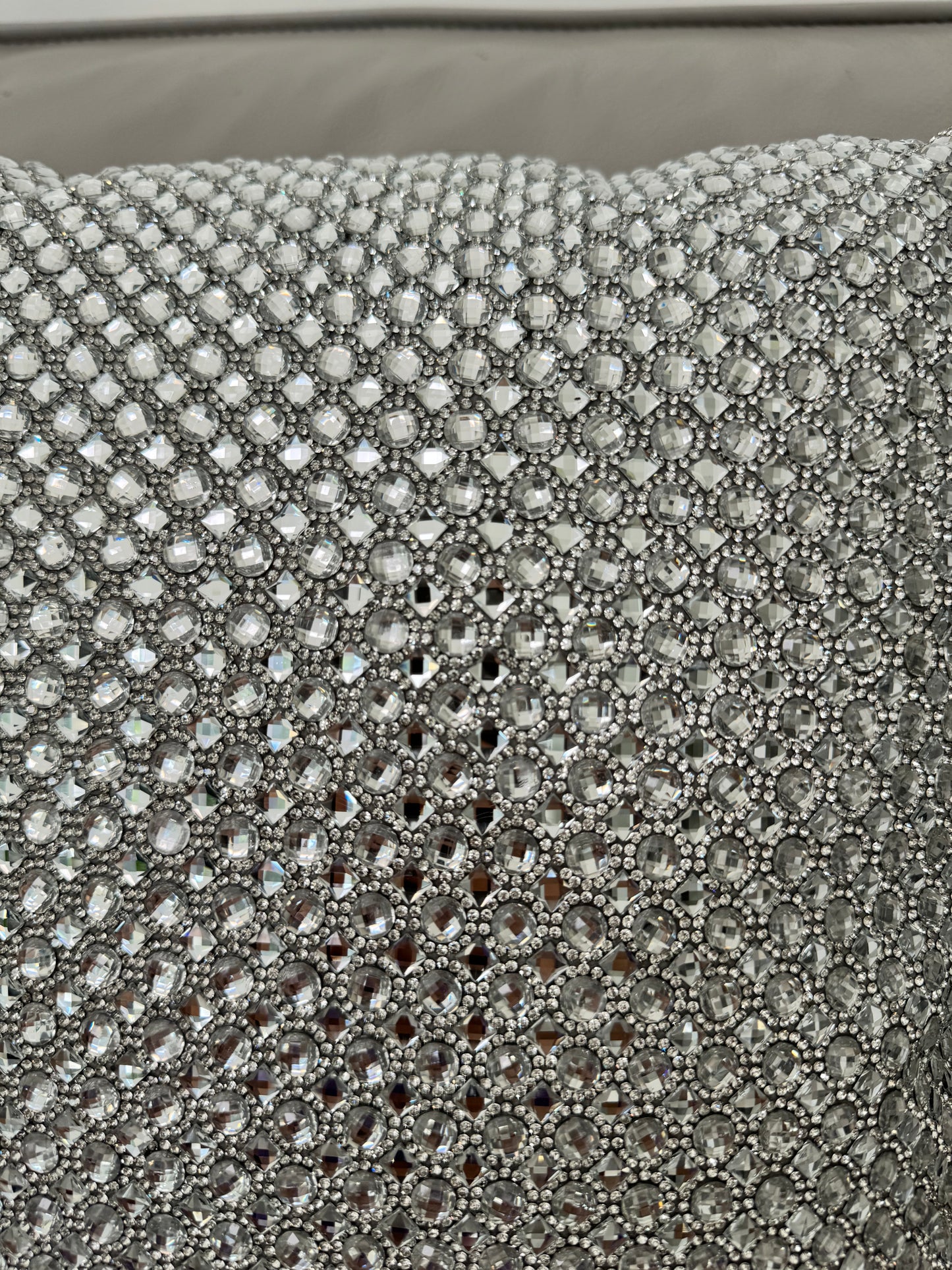 Sparkles Home Rhinestone 16x16 Montaigne Jeweled Gray Crystal Crystals Sparkle Silver Bling Luxury Decorative Decor Pillow