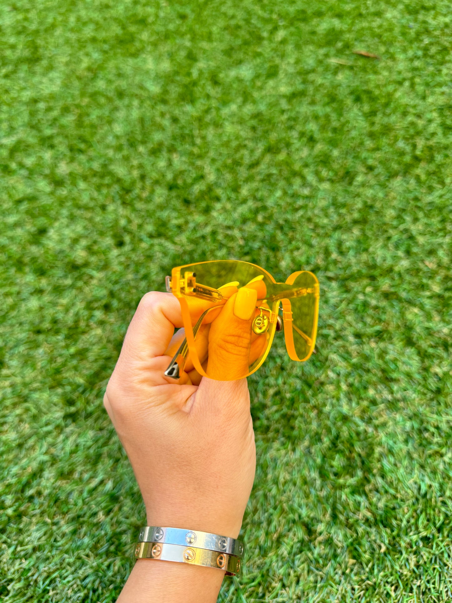 Dior Color Quake 2 Citric Yellow Metal Plastic Rectangle Shield Square Sunglasses