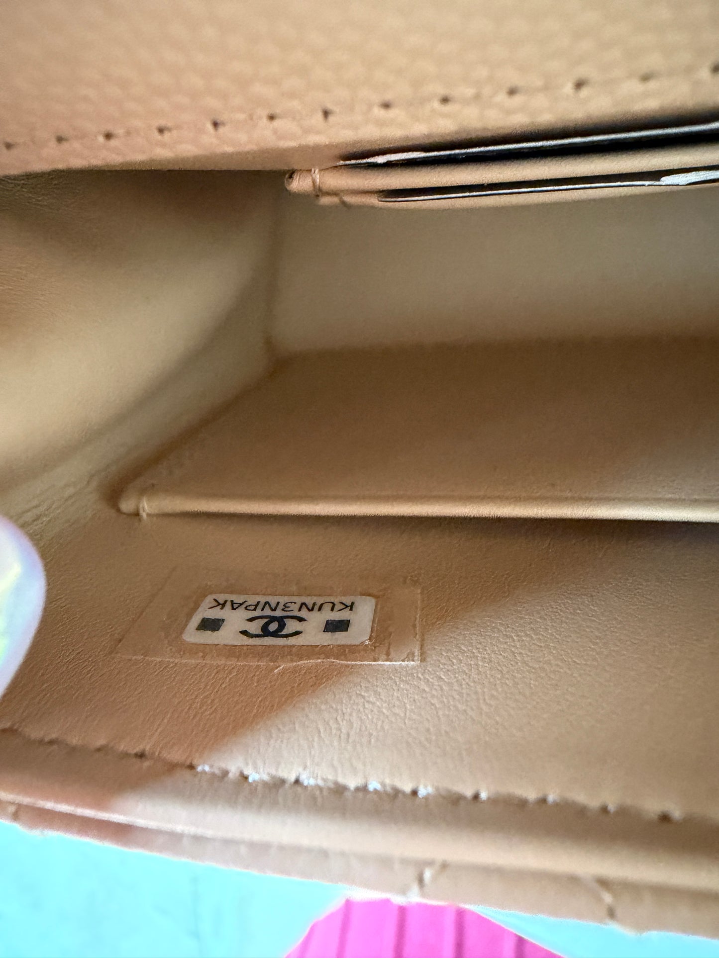 Chanel 24K AP4244 Micro Coco Handle Extra Mini Classic Flap Bag Beige Caviar Clutch with Chain Gold HW