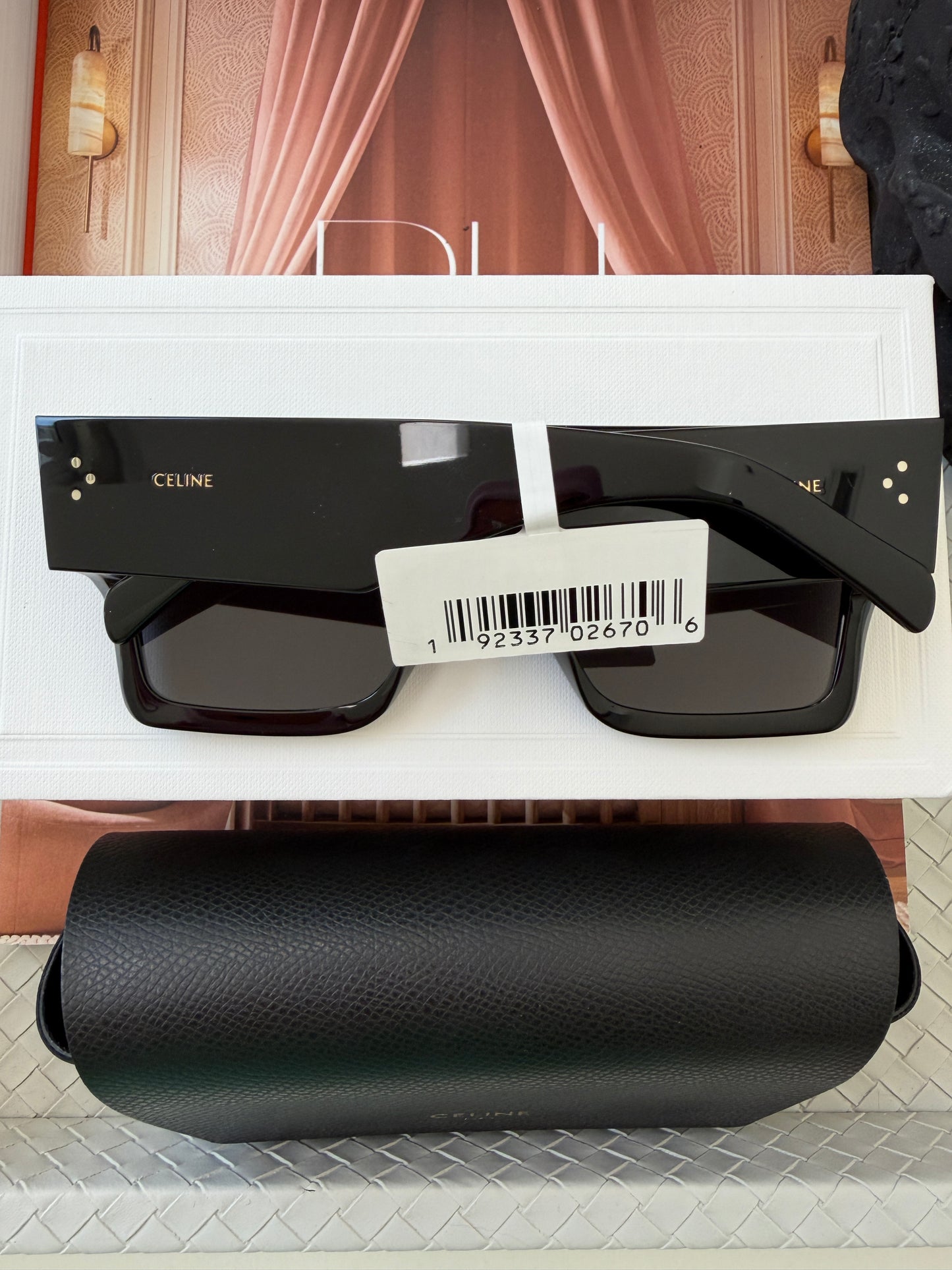 CELINE ICONIC BOLD 3 DOTS 60MM BLACK SMOKE FLAT TOP SQUARE SUNGLASSES