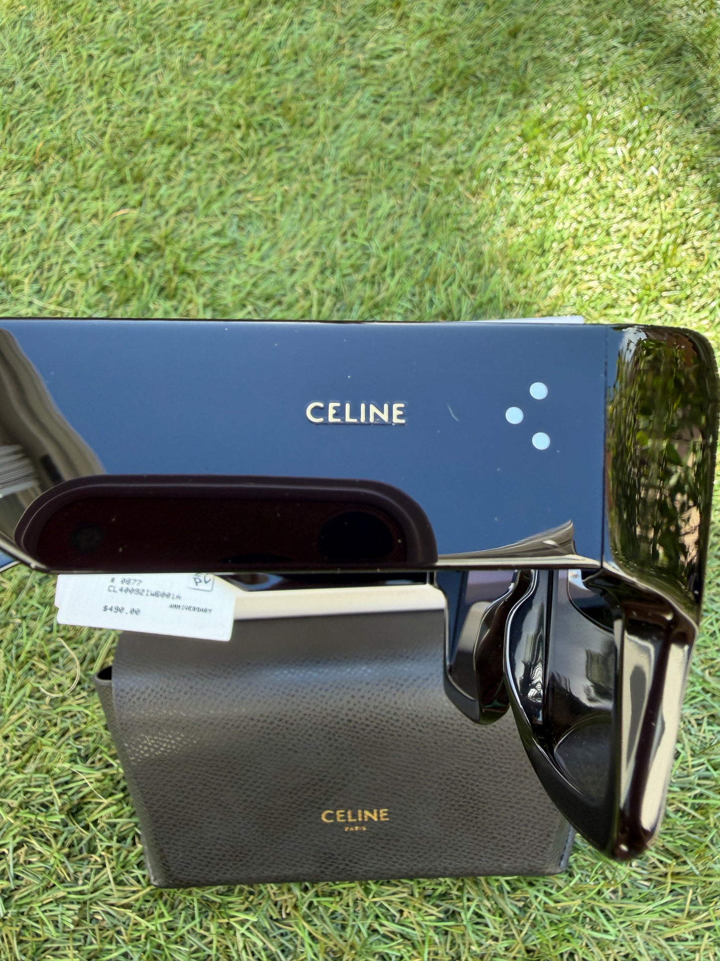 CELINE ICONIC BOLD 3 DOTS 60MM BLACK SMOKE FLAT TOP SQUARE SUNGLASSES