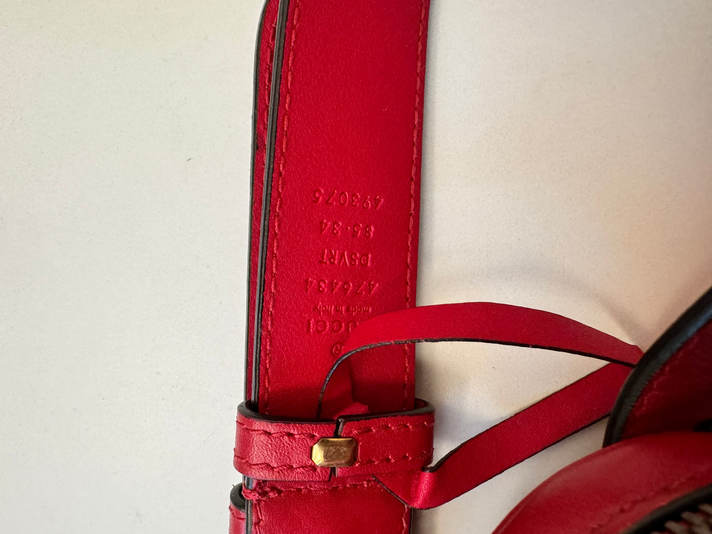 Gucci Marmont Red Leather GG Logo Belt Bag Pouch Pre-Owned