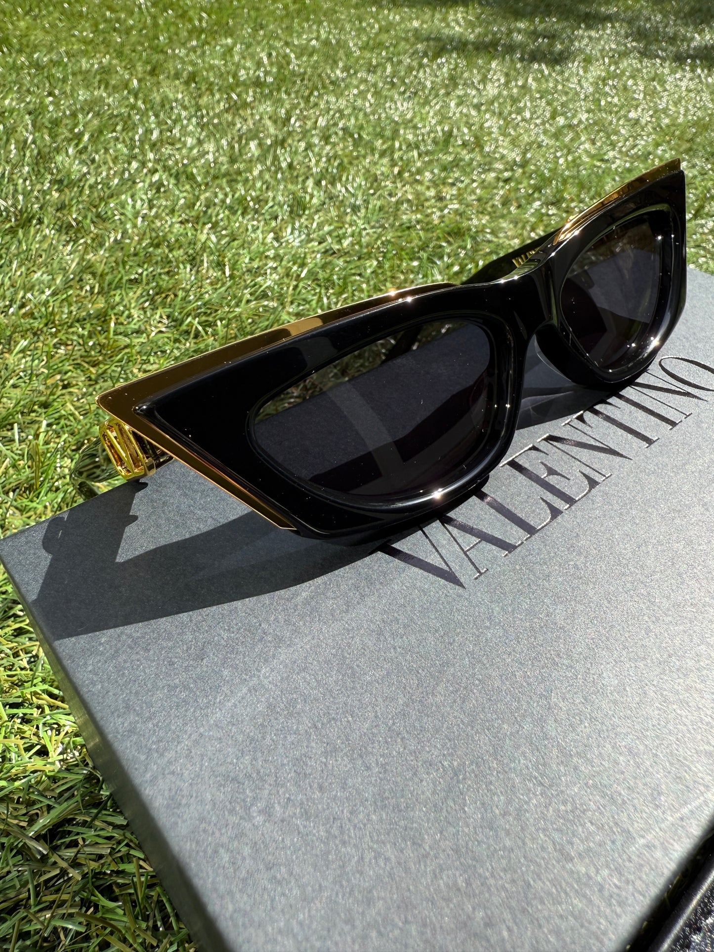Valentino Garavani 5517 V-Goldcut I VLS 113A Gold Black Frame Acetate & Titanium Cat Eye Sunglasses
